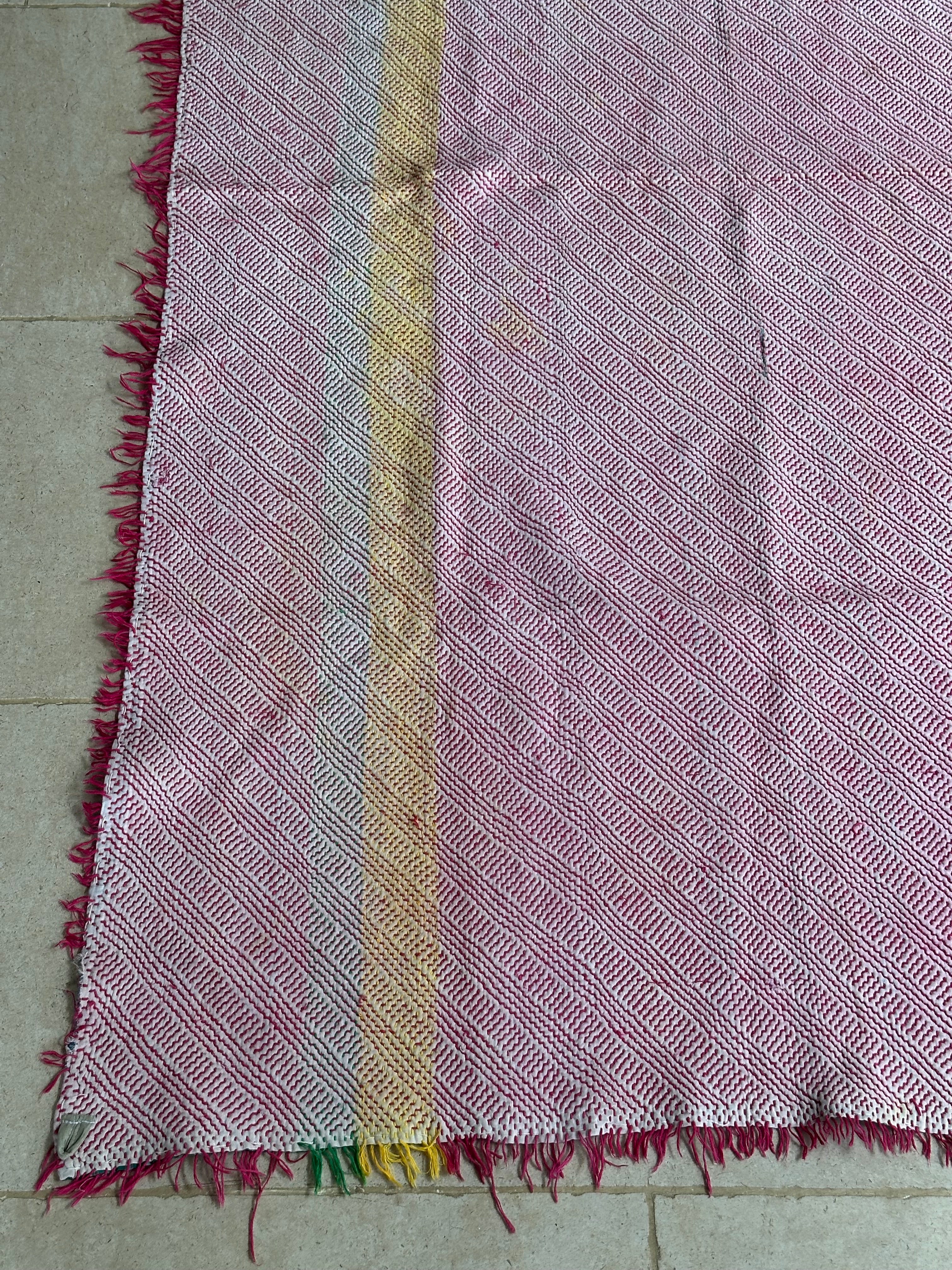 Pink and Green Double sided handmade Kanthe