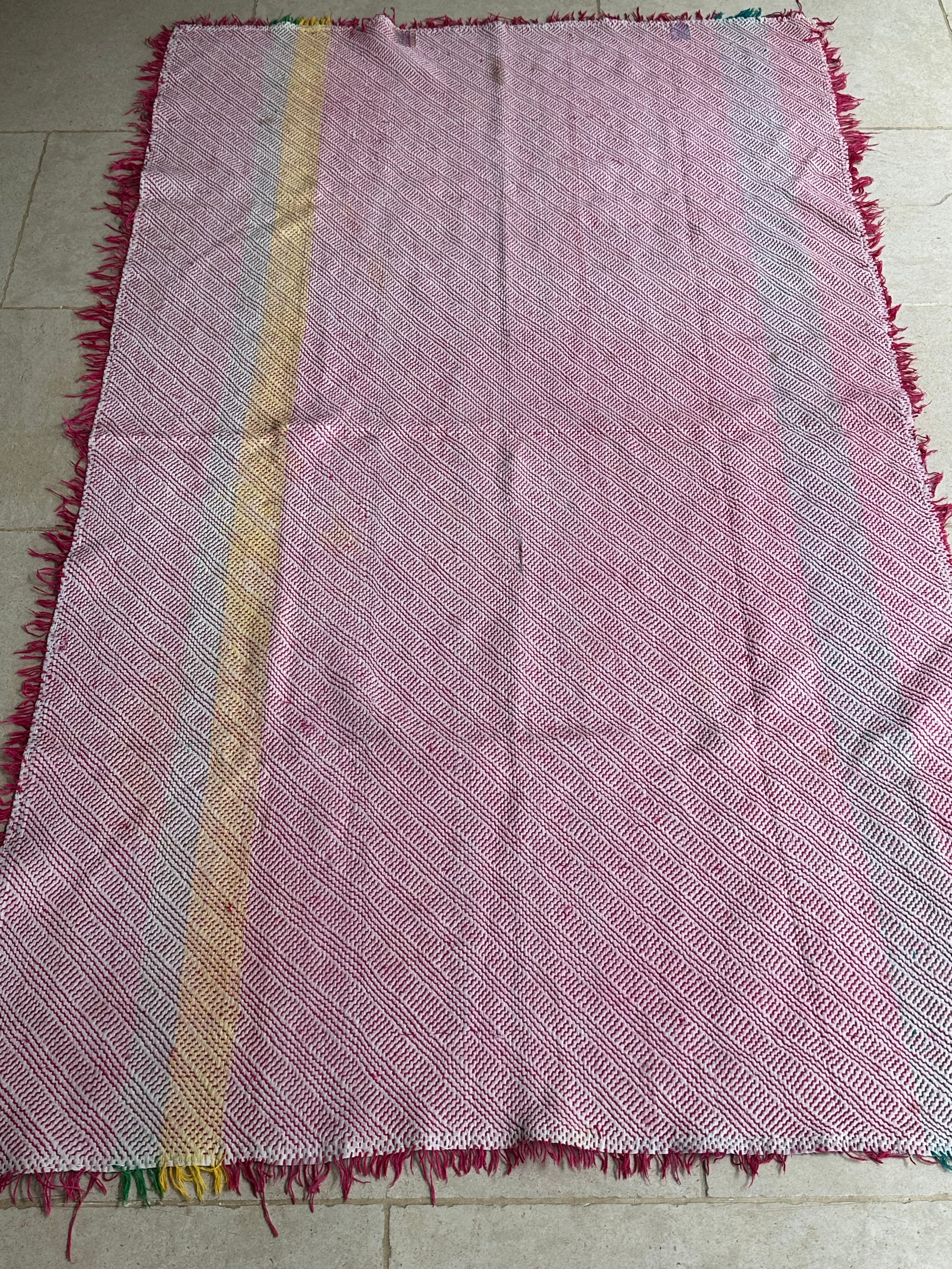 Pink and Green Double sided handmade Kanthe