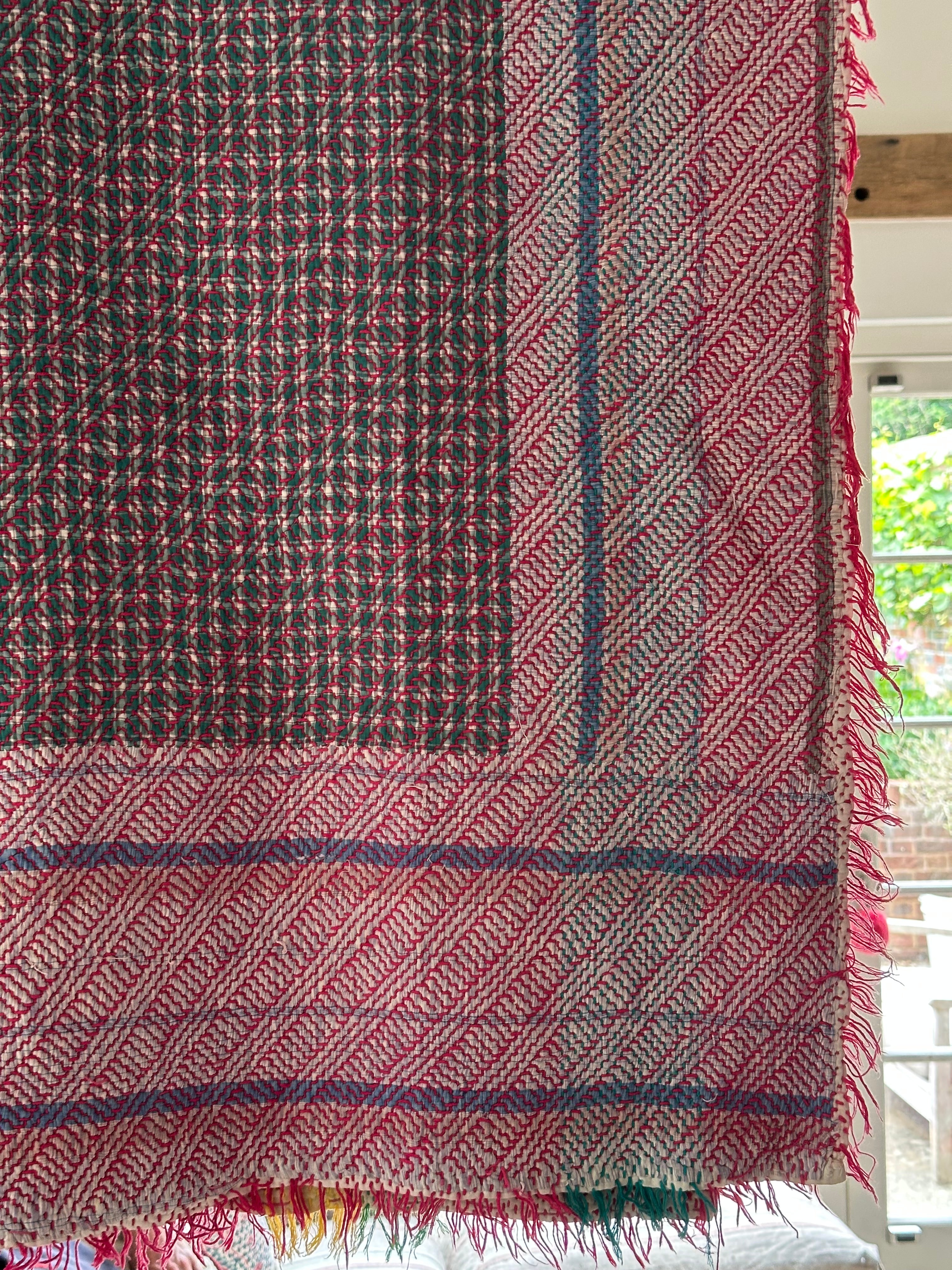 Pink and Green Double sided handmade Kanthe