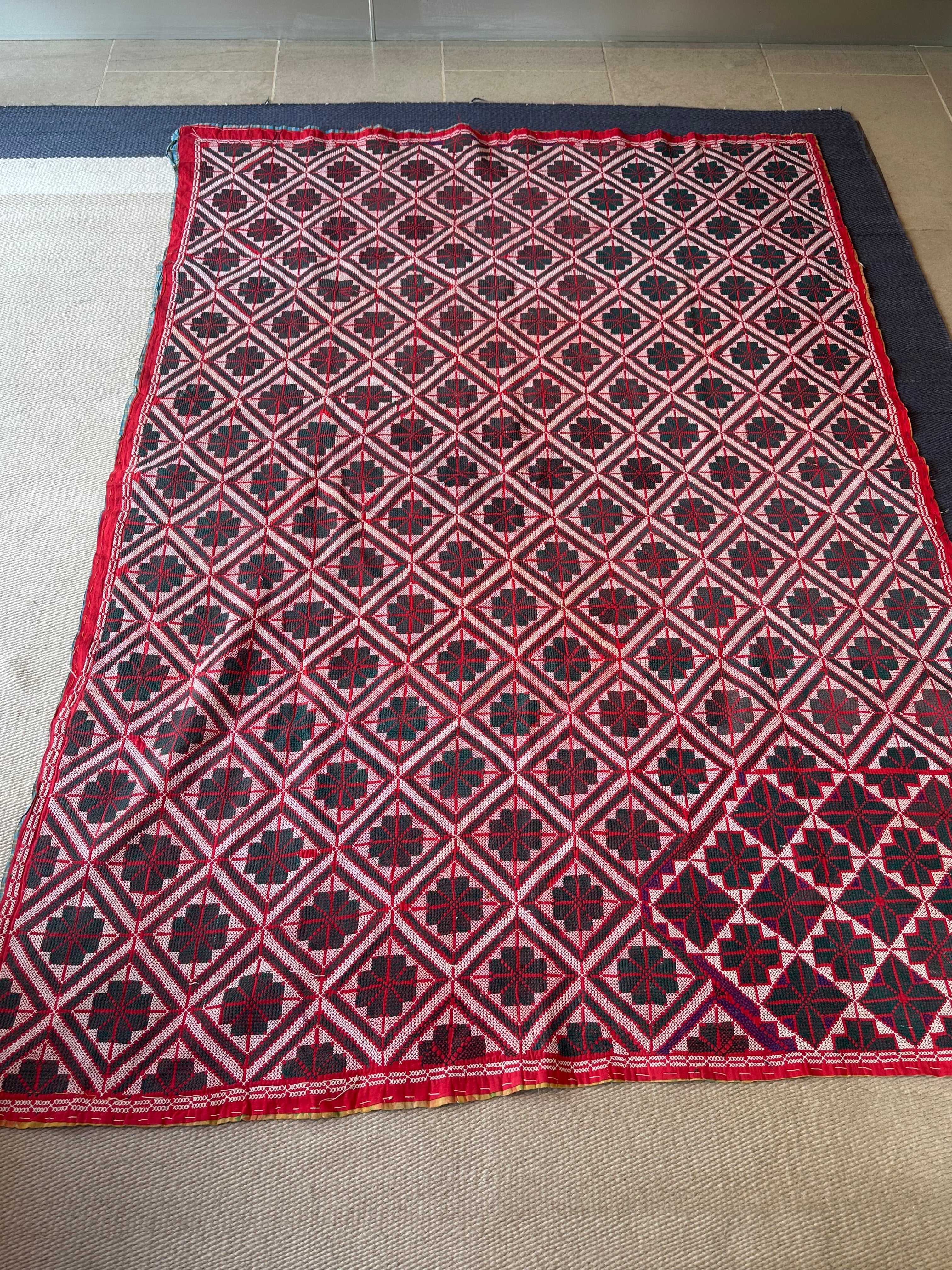 Red and Green Bengal Handmade Quilt