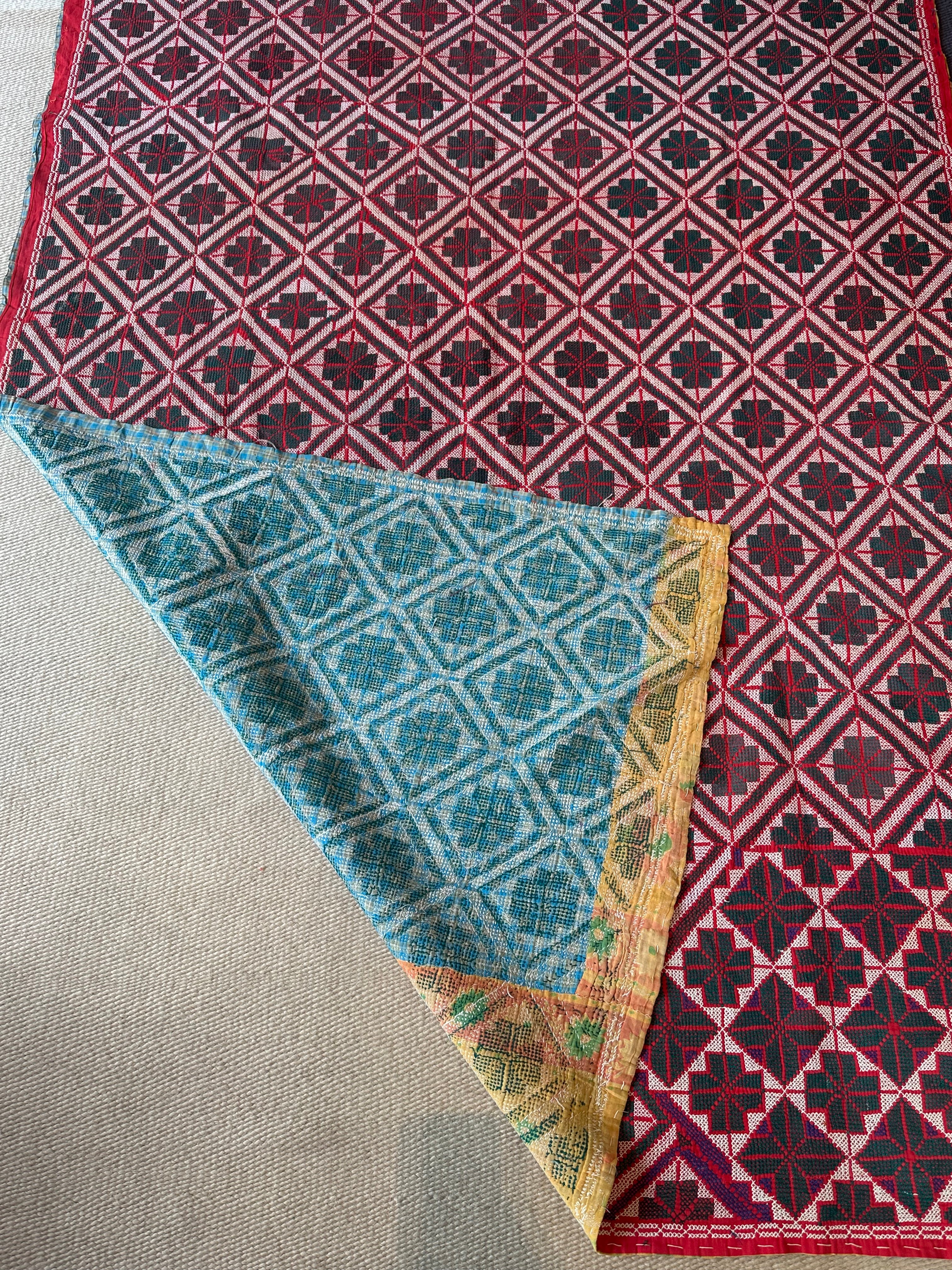 Red and Green Bengal Handmade Quilt
