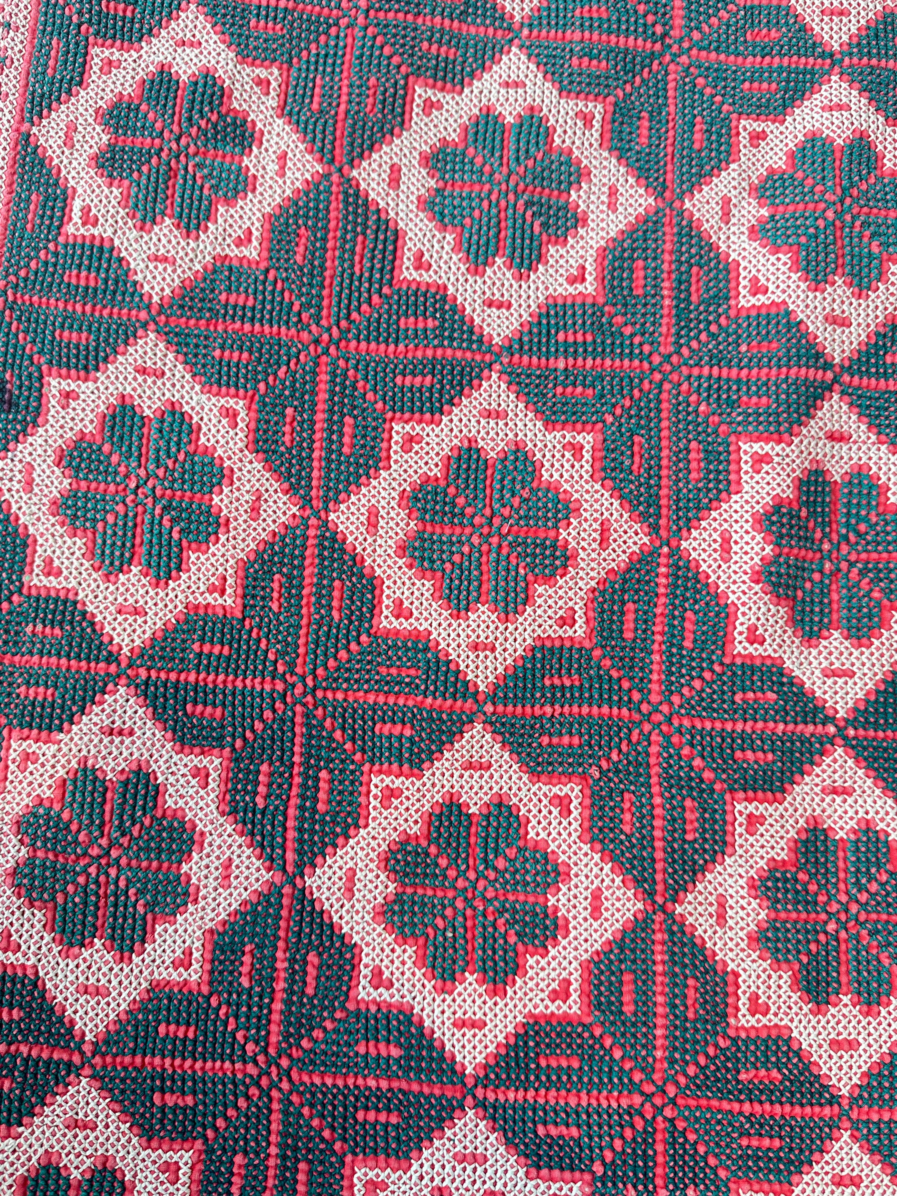 Pink and Green Bengal Handmade Quilt