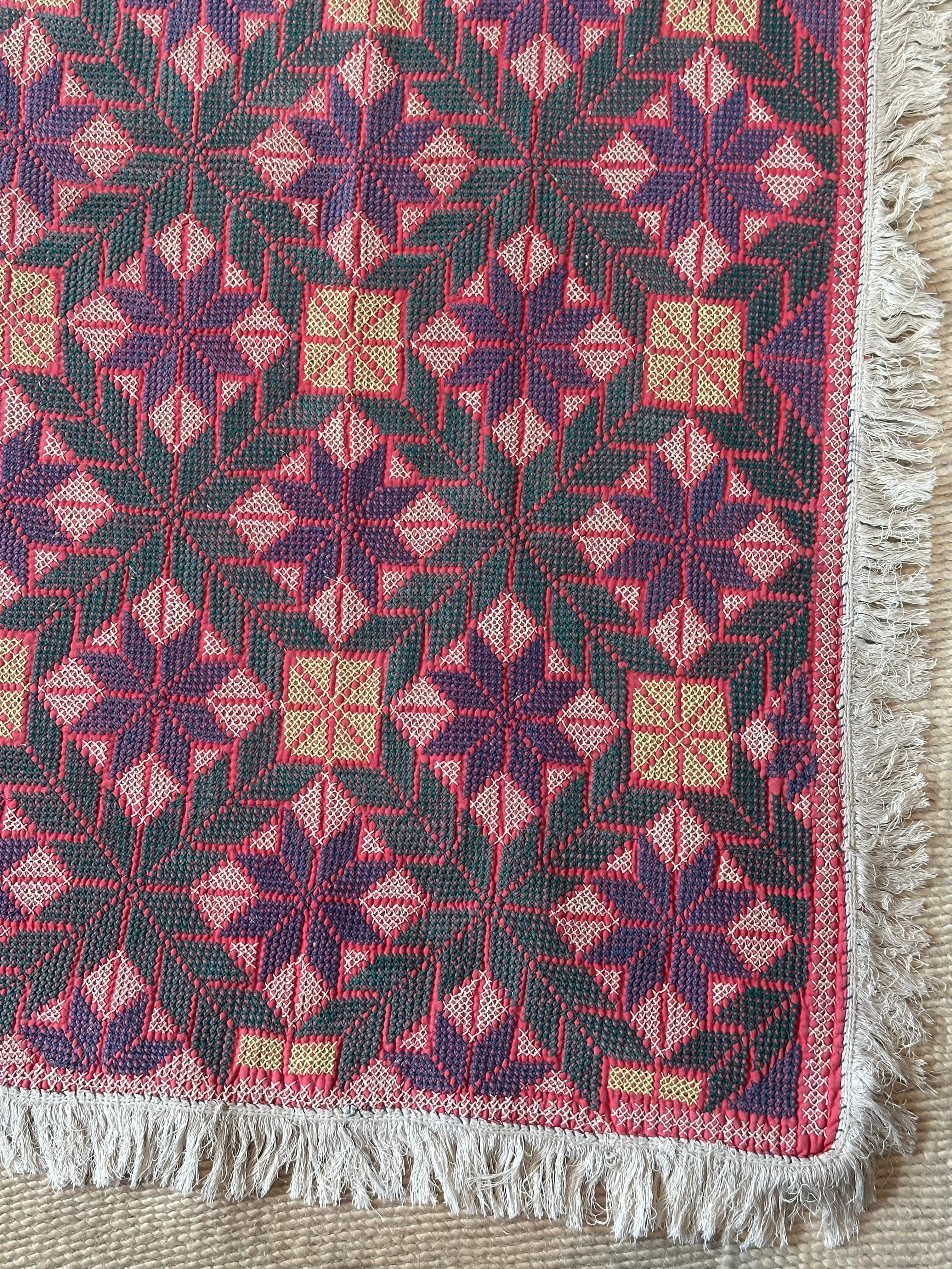 Green, Purple and Yellow Bengal Handmade Quilt