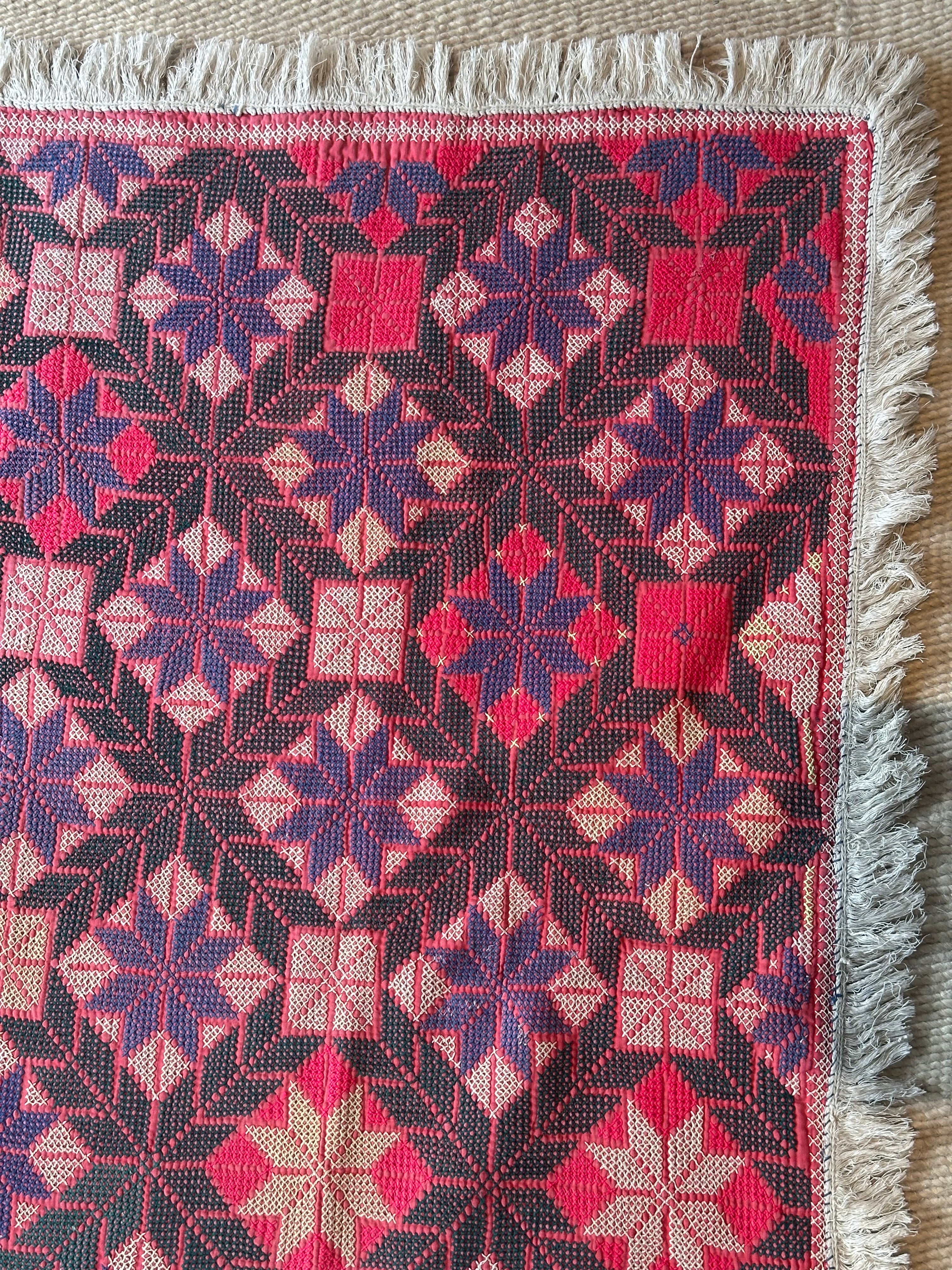 Green, Purple and Yellow Bengal Handmade Quilt