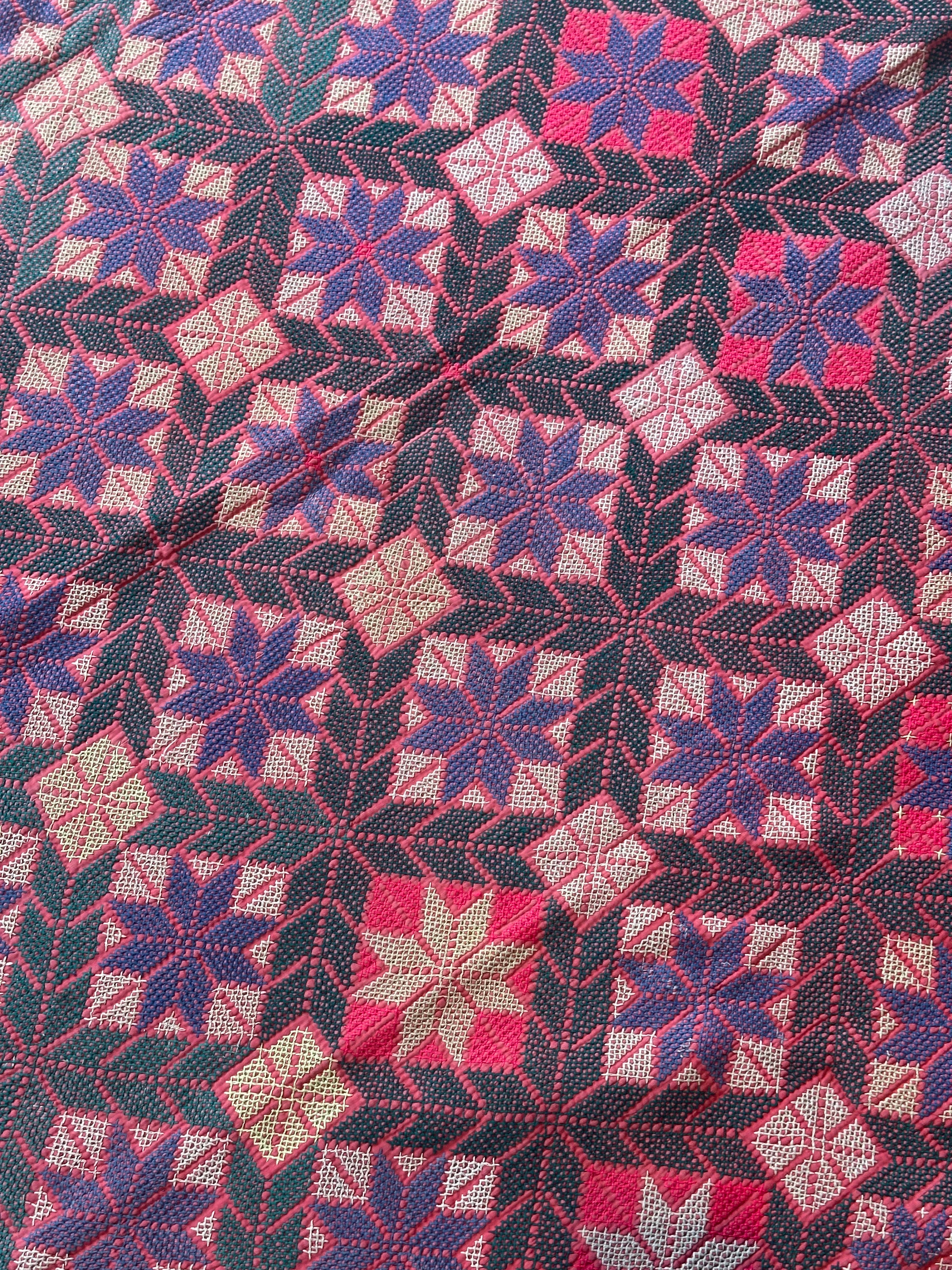 Green, Purple and Yellow Bengal Handmade Quilt