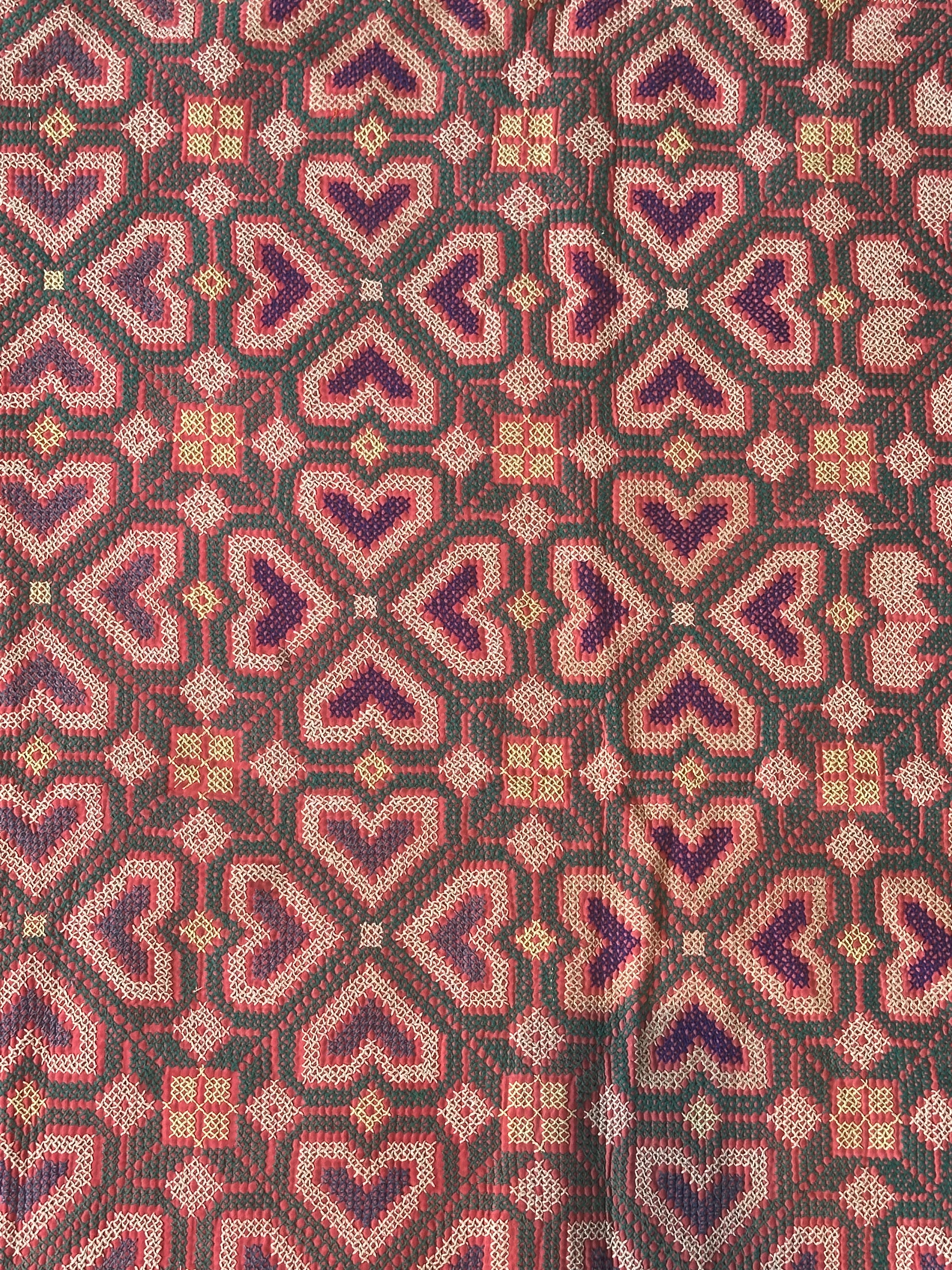 Green, yellow and Pink Bengal Quilt