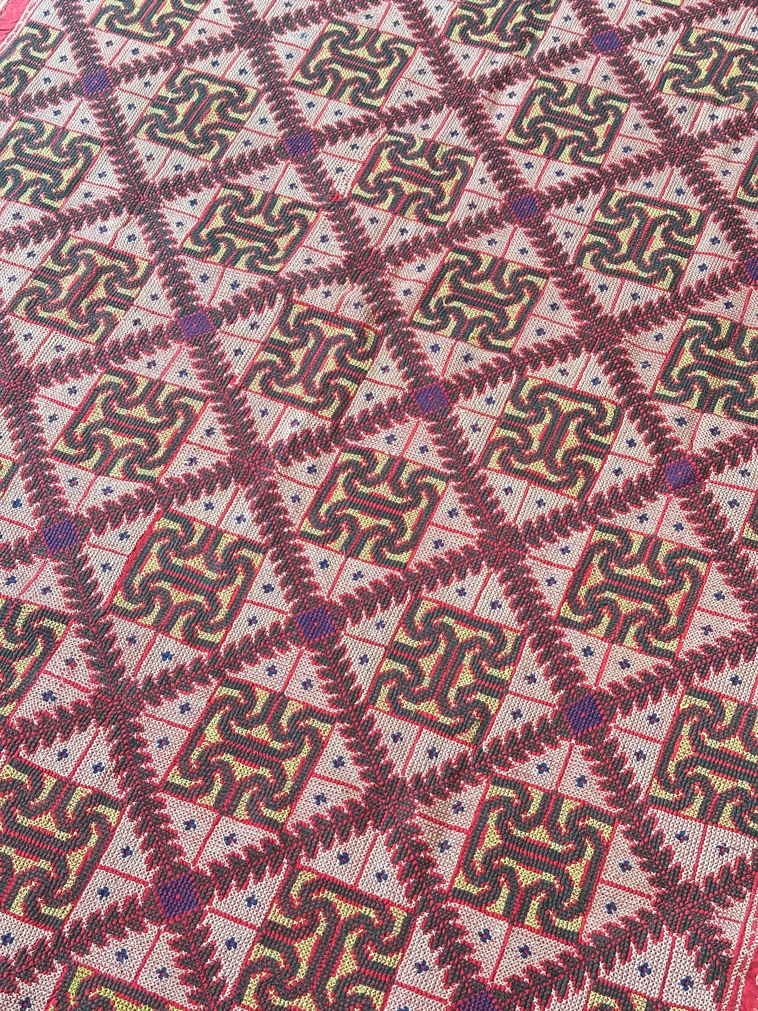 Vibrant Yellow and Pink Handmade Bengal Quilt