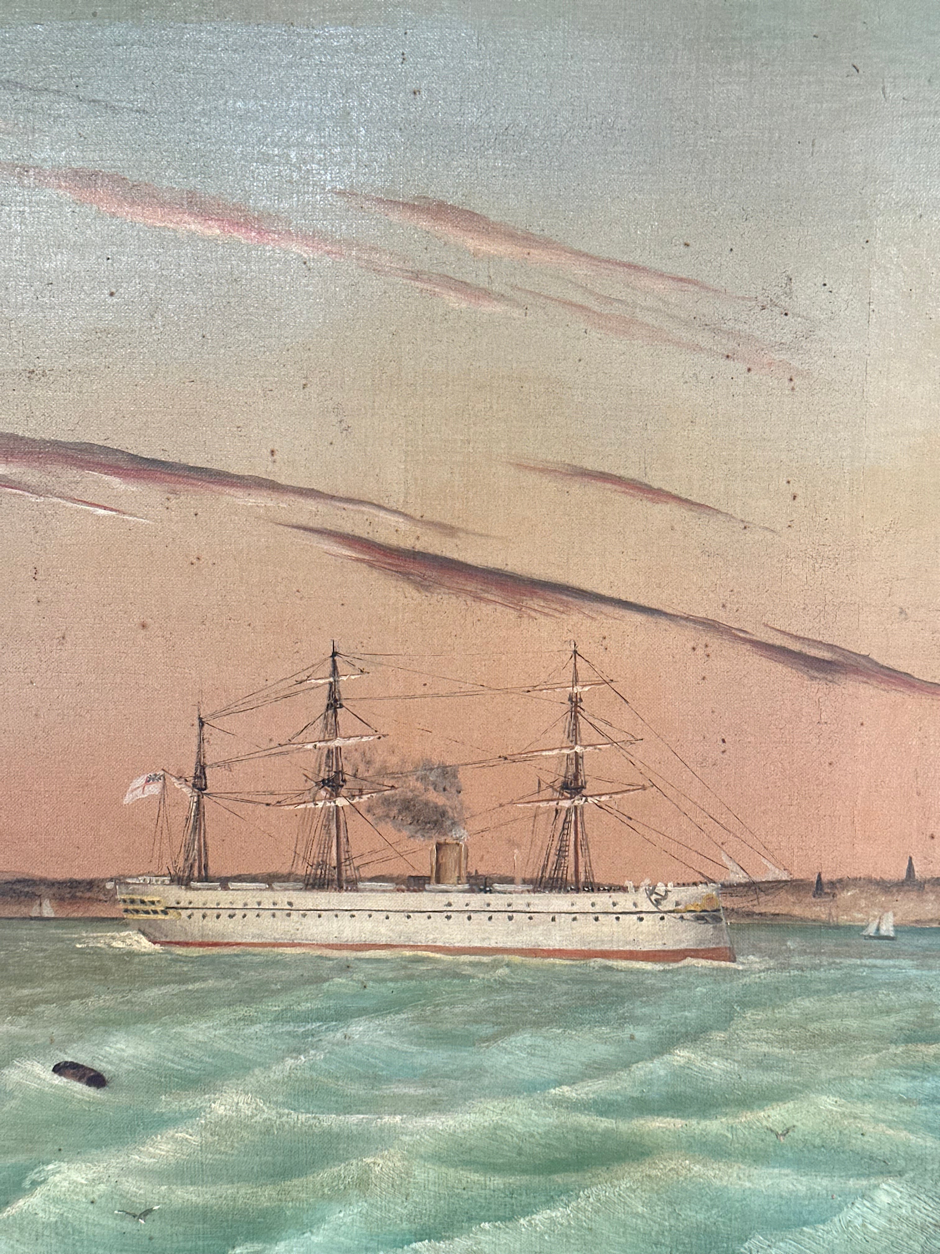 ’A Schooner Near a Fort’, Oil on Canvas