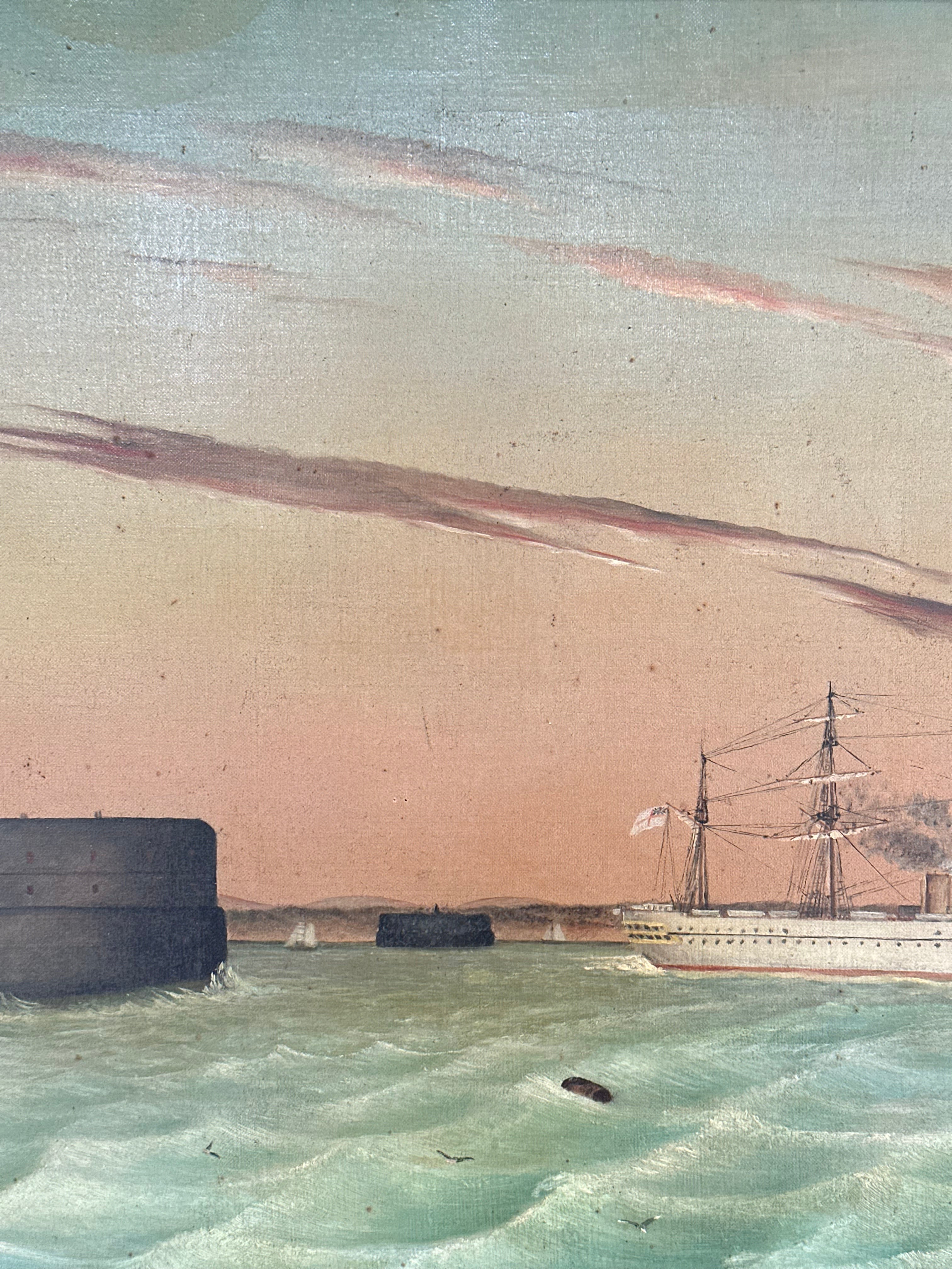 ’A Schooner Near a Fort’, Oil on Canvas