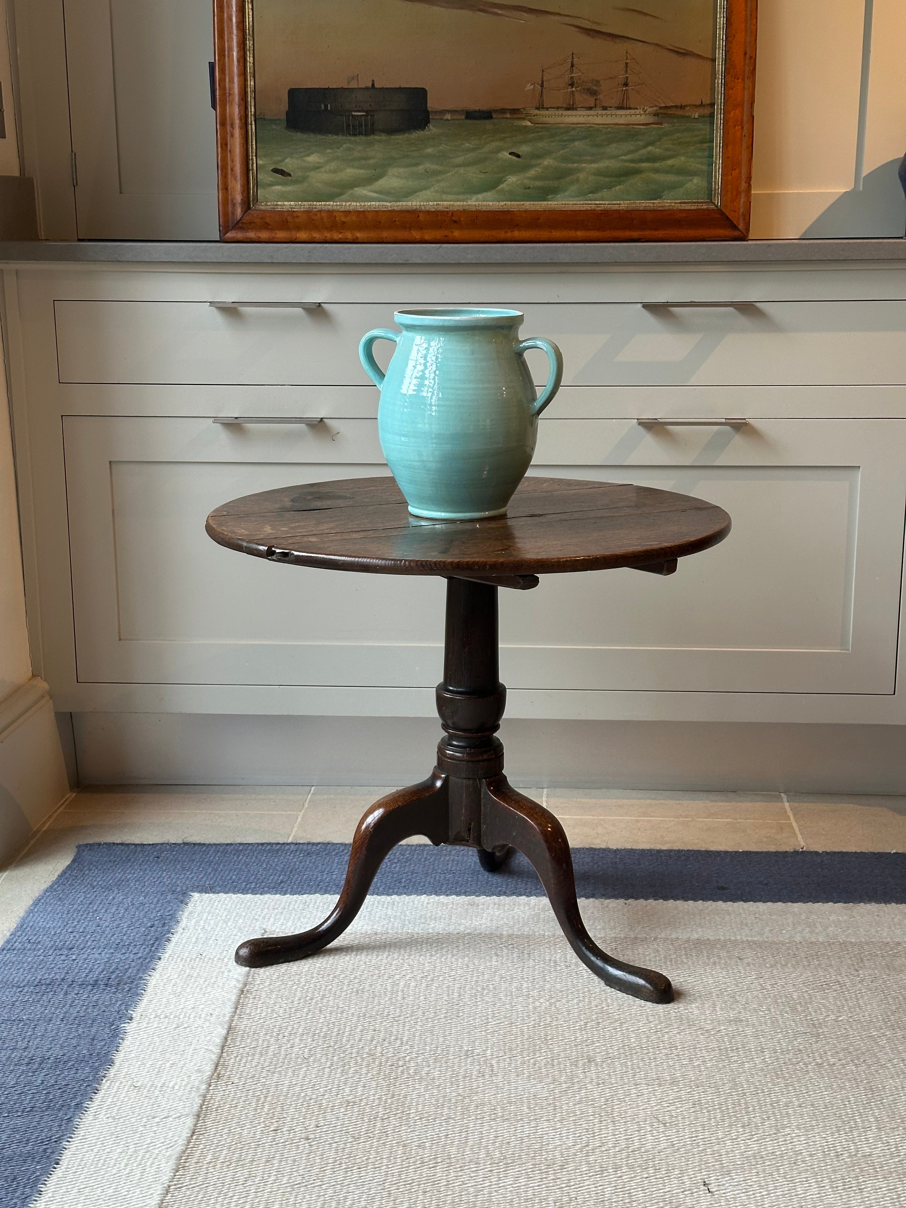 Low Oak Tripod Table