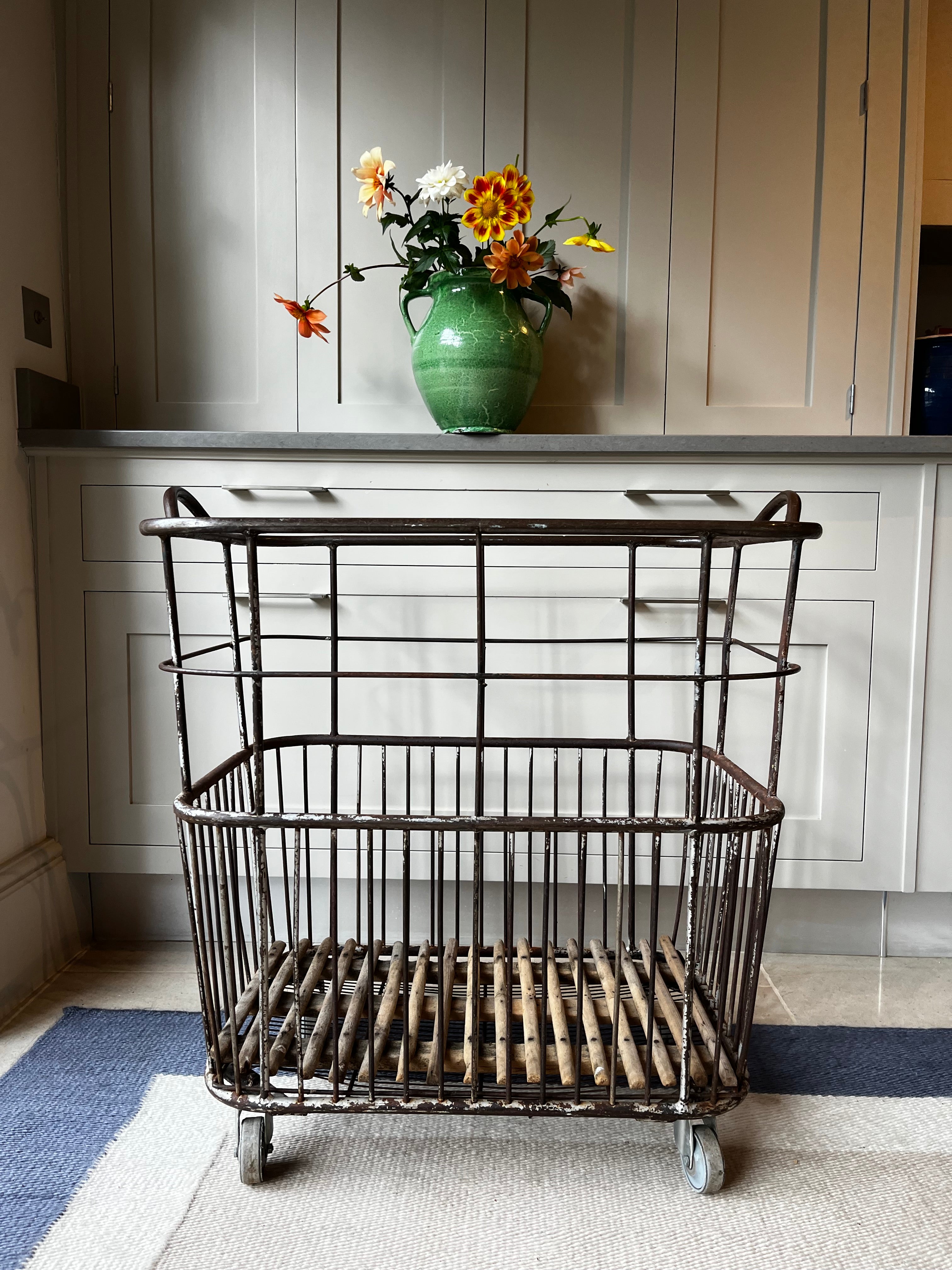 French Metal Baguette Trolley on Castors