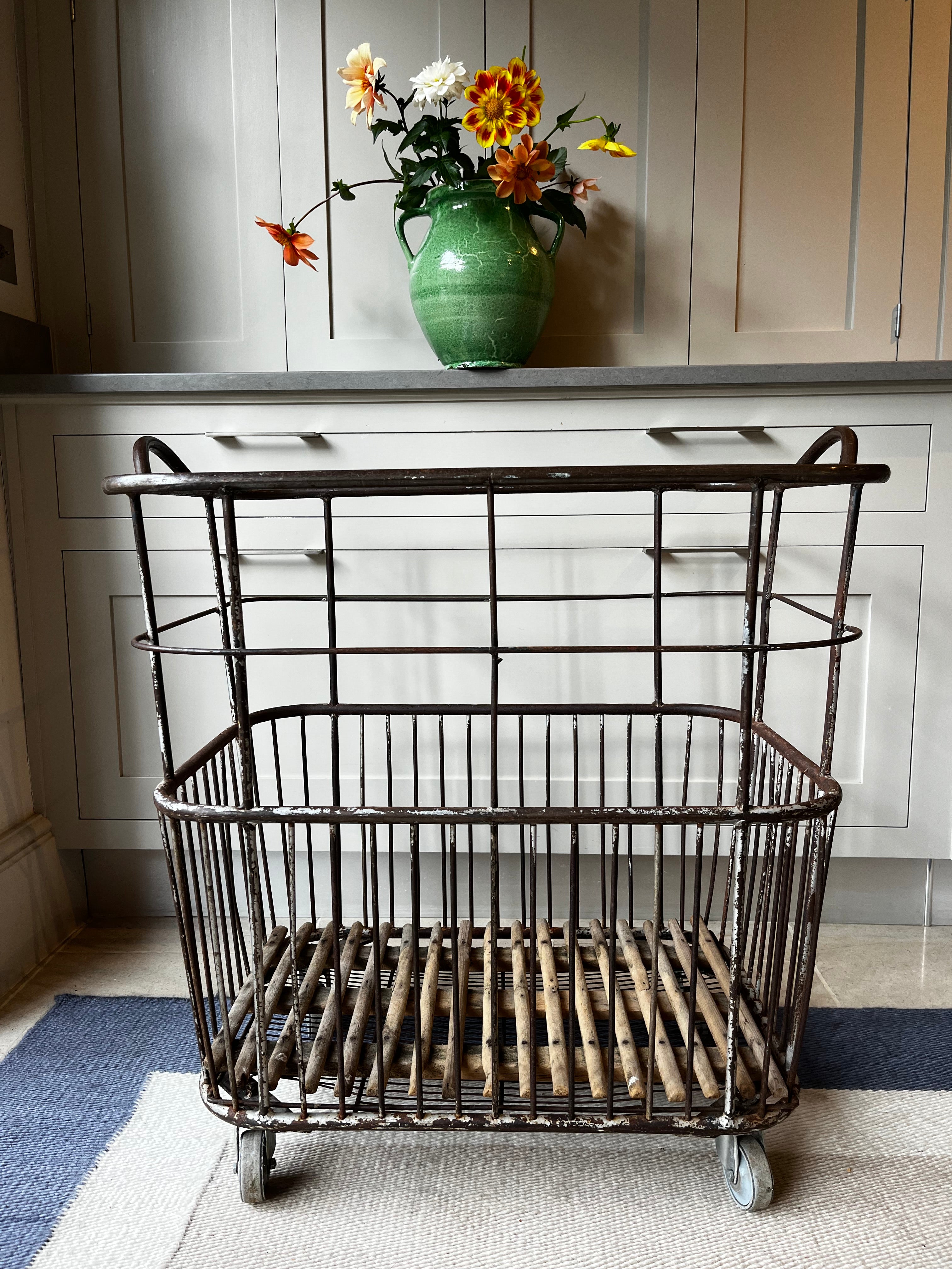 French Metal Baguette Trolley on Castors