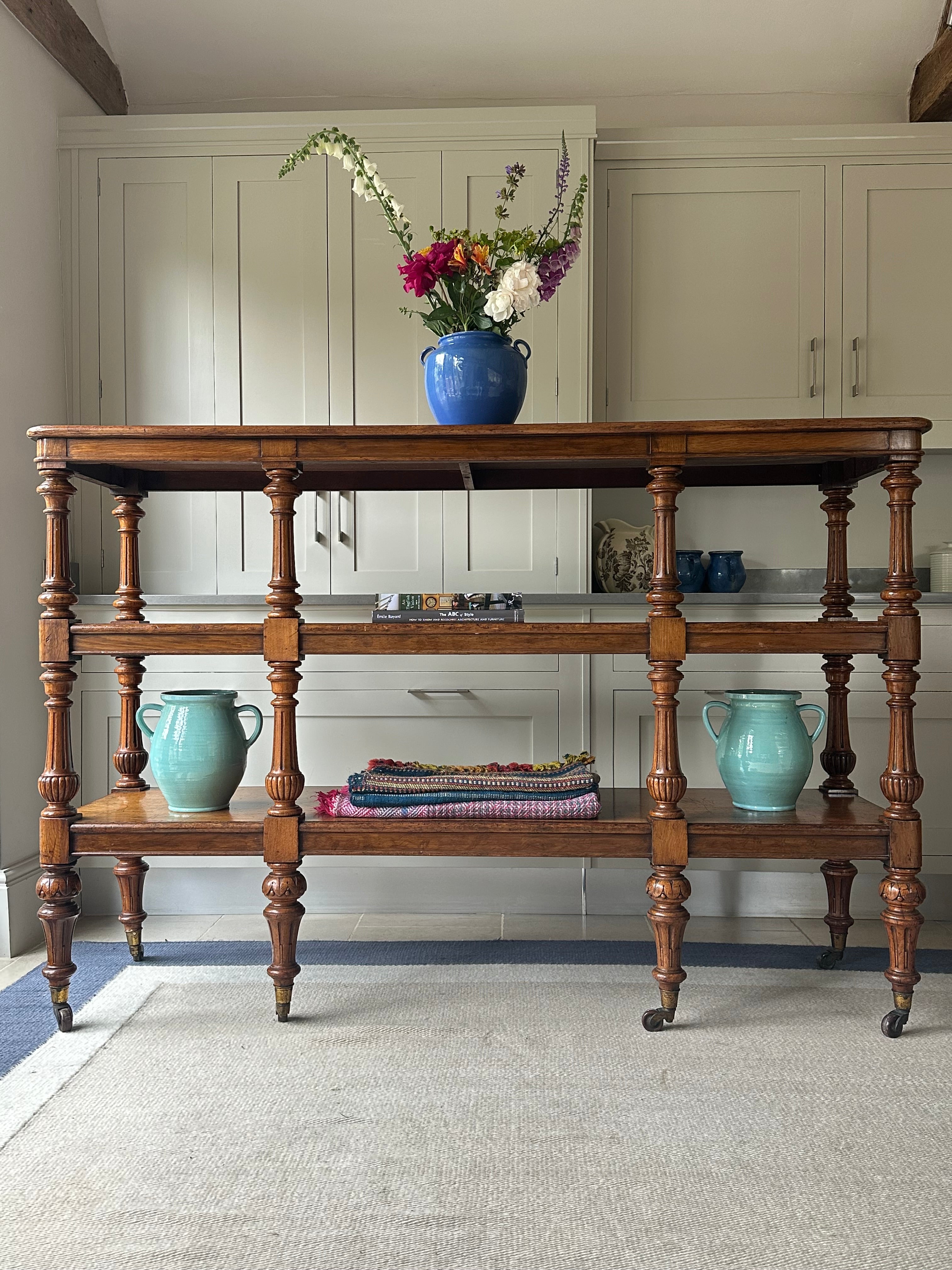 Large 19th Century Golden Oak 3 Tier Buffet