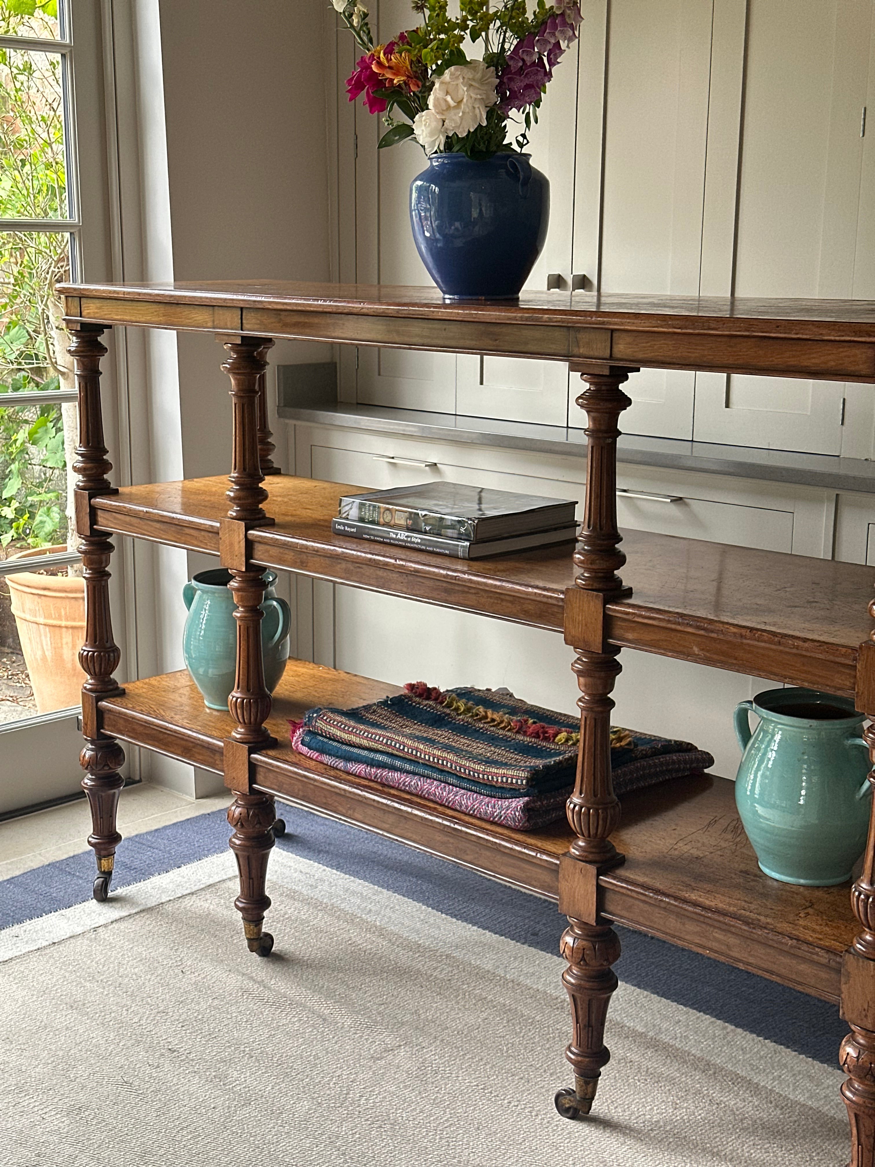 Large 19th Century Golden Oak 3 Tier Buffet