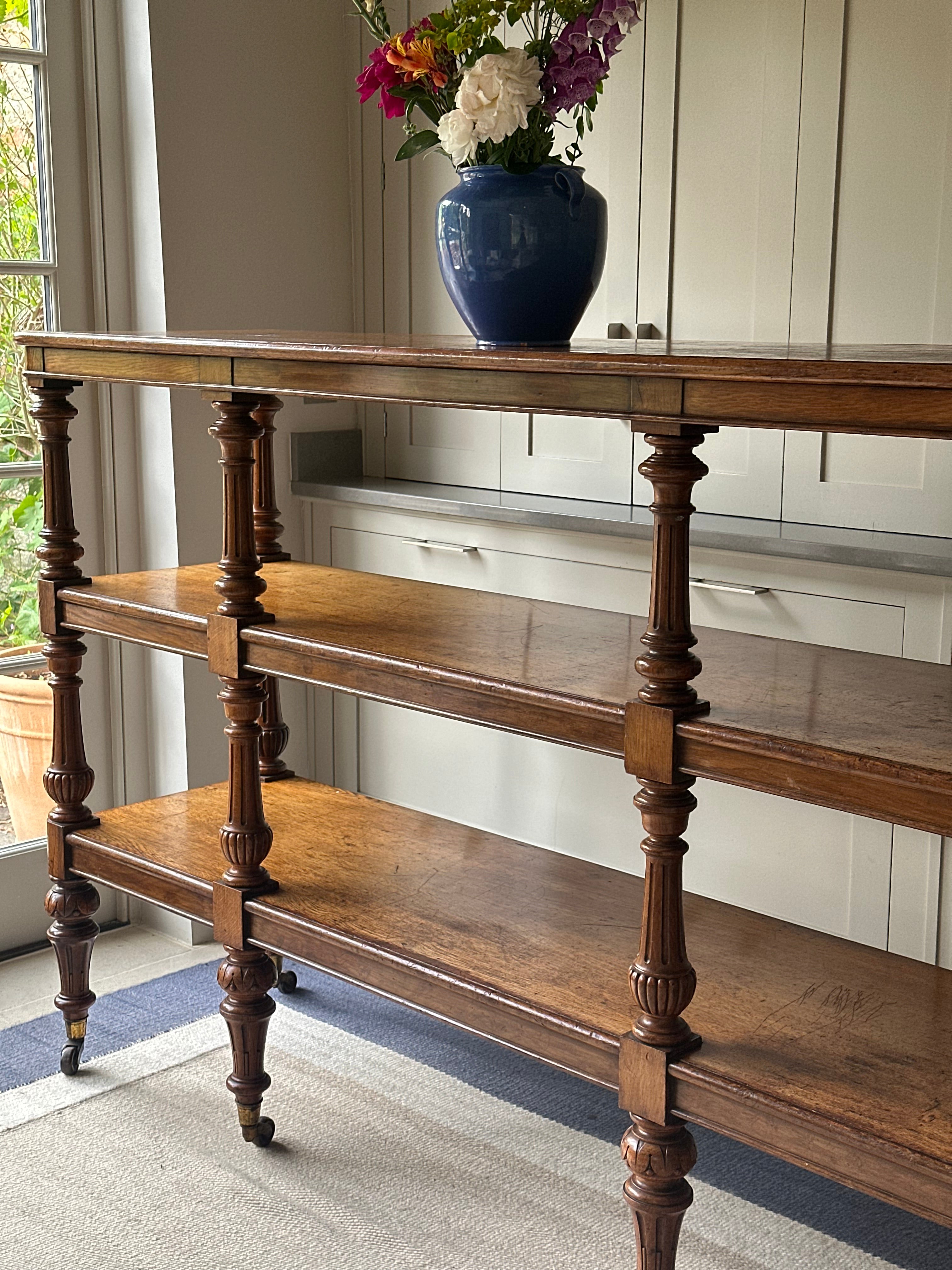 Large 19th Century Golden Oak 3 Tier Buffet