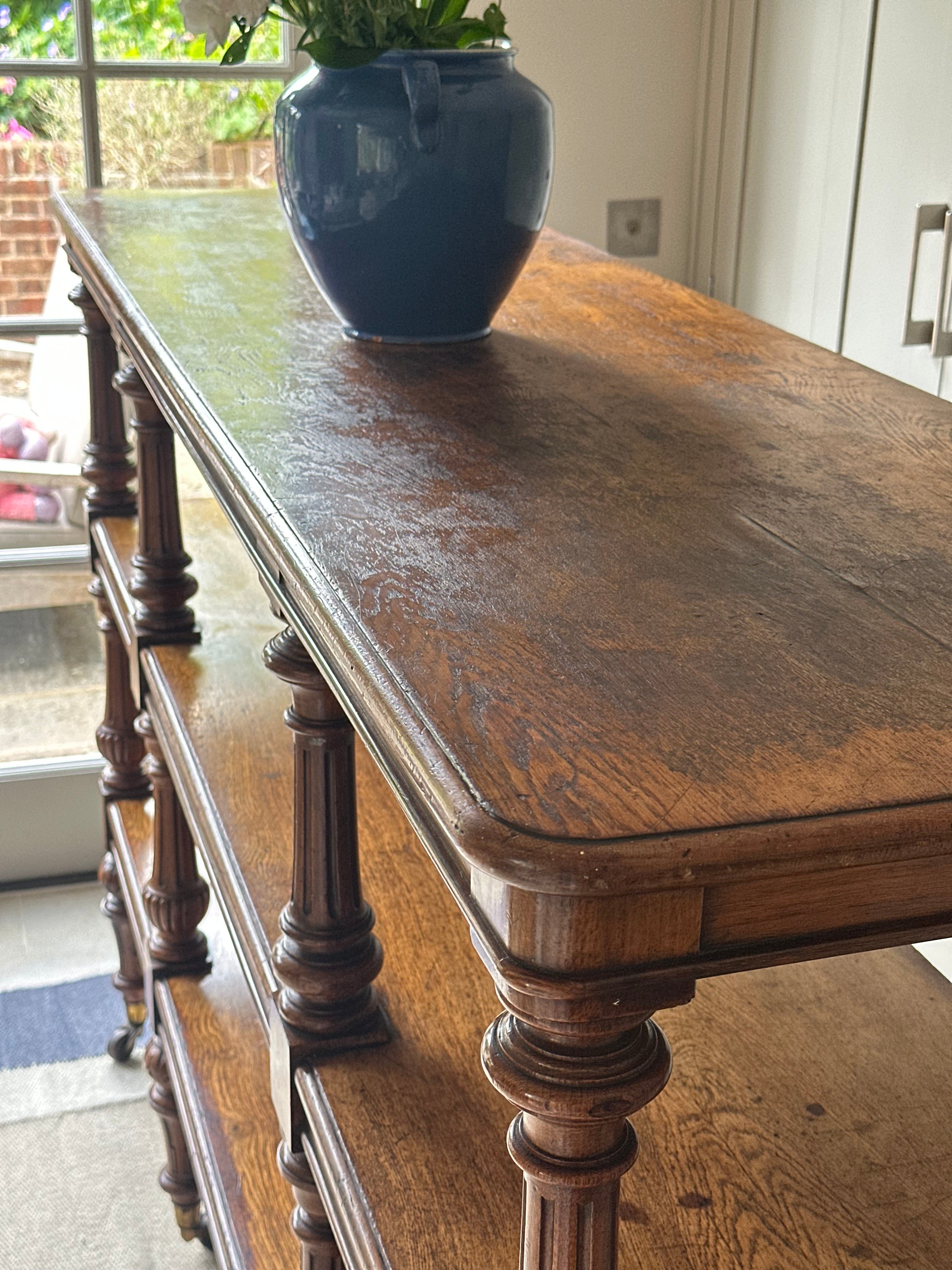 Large 19th Century Golden Oak 3 Tier Buffet
