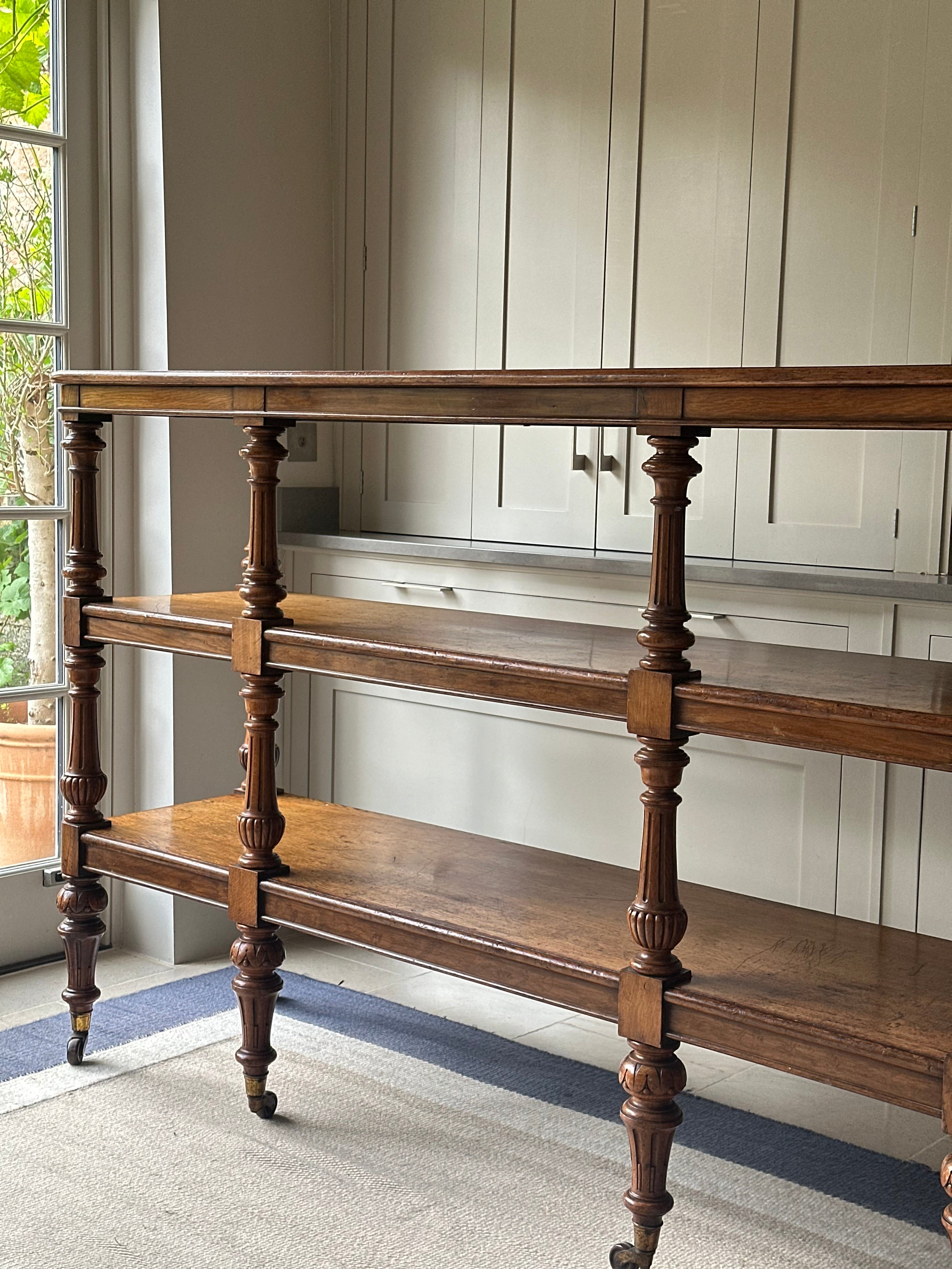 Large 19th Century Golden Oak 3 Tier Buffet