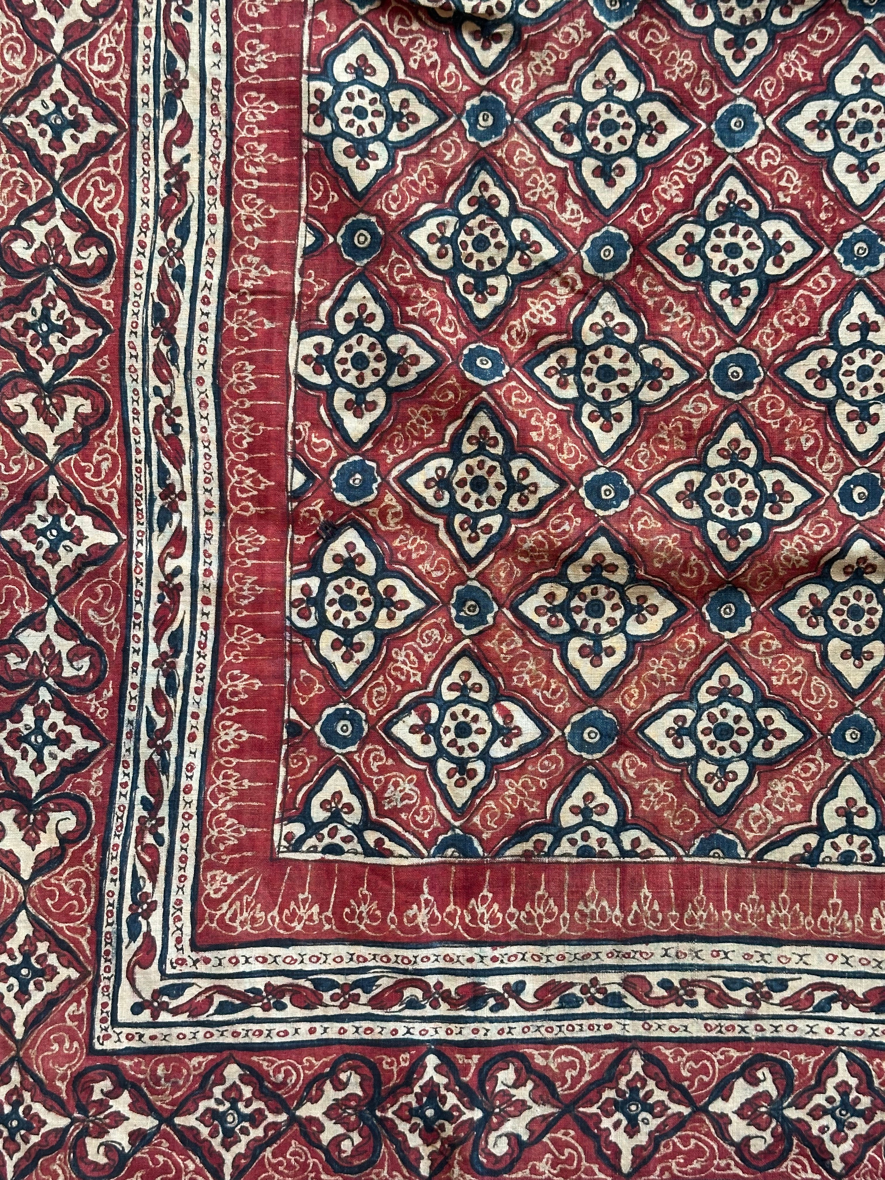 Antique Framed Sri Lankan Cotton Wall Hanging