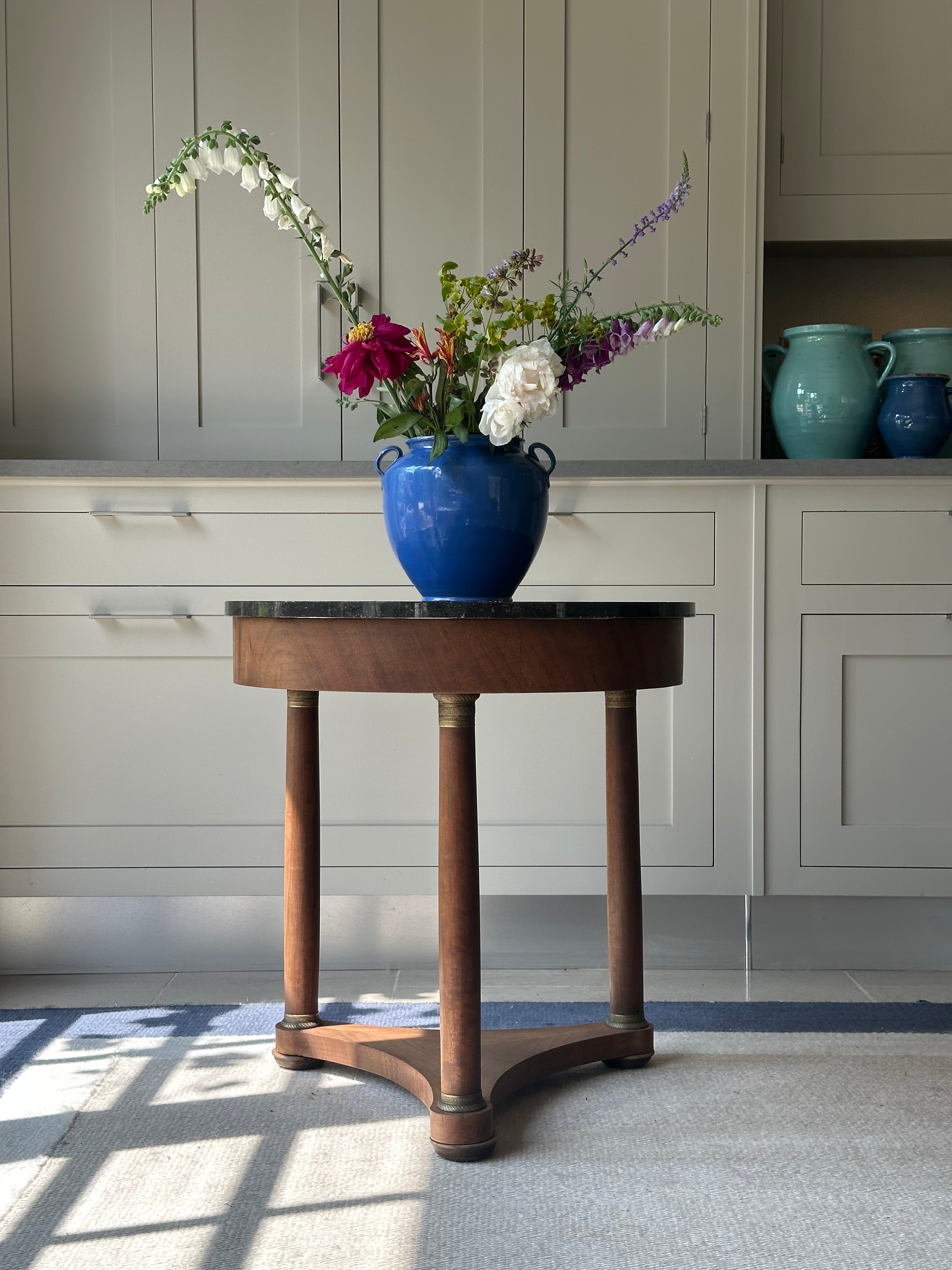 French Empire Gueridon with Dapple Grey Marble Top