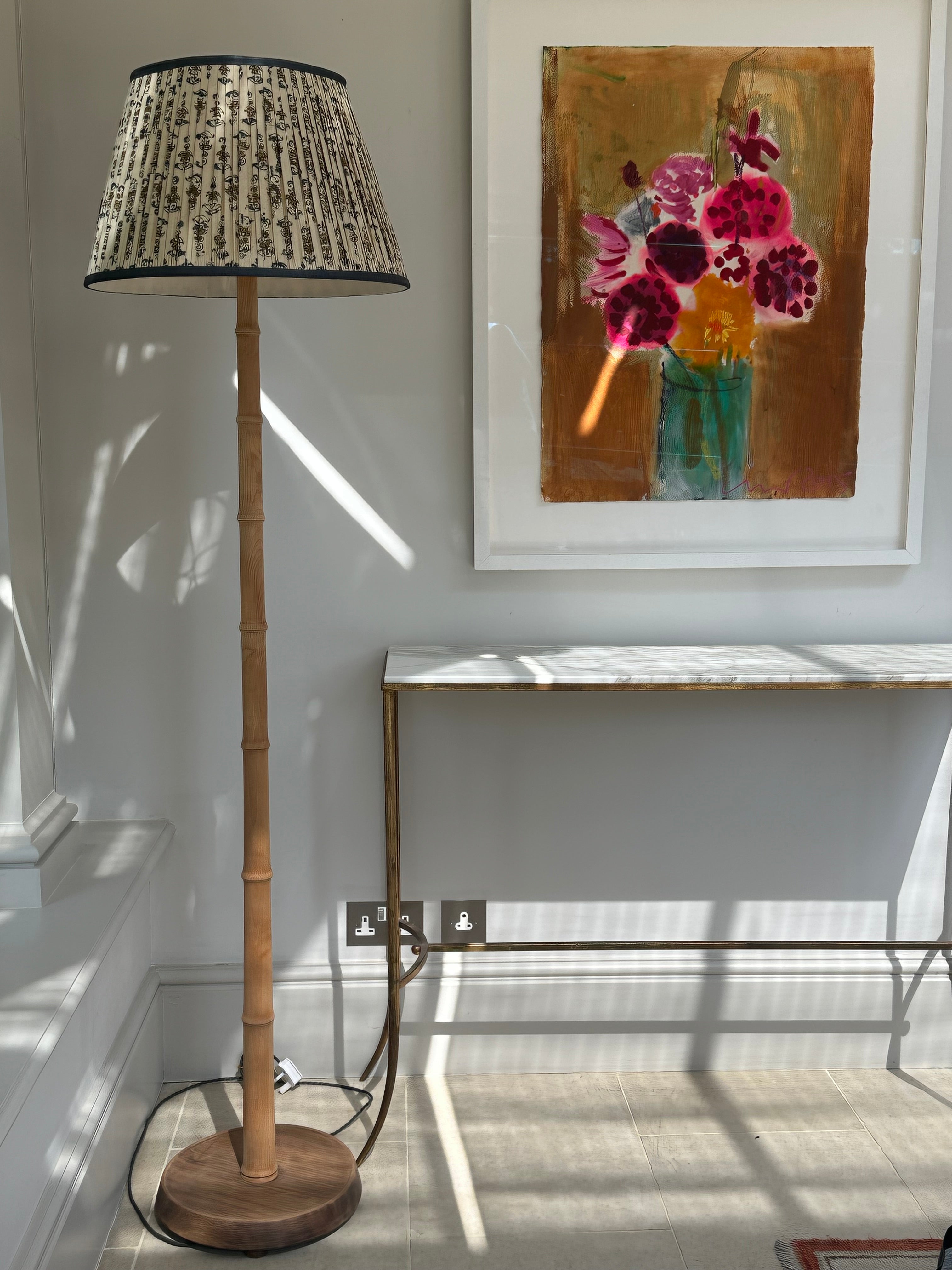 Faux Bamboo Oak Floor Lamp