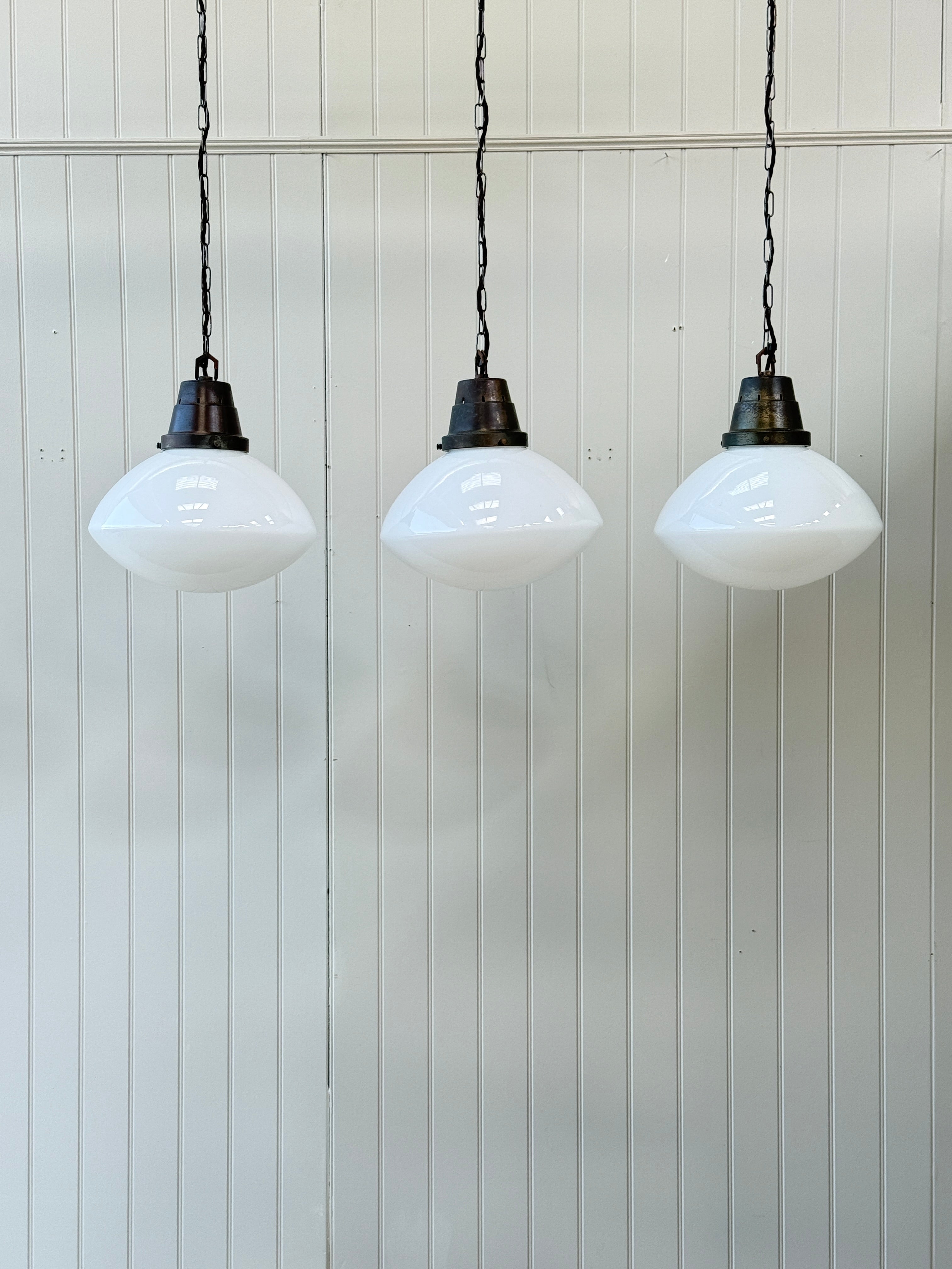 Set of 3 Large Opaline Pendant Lights
