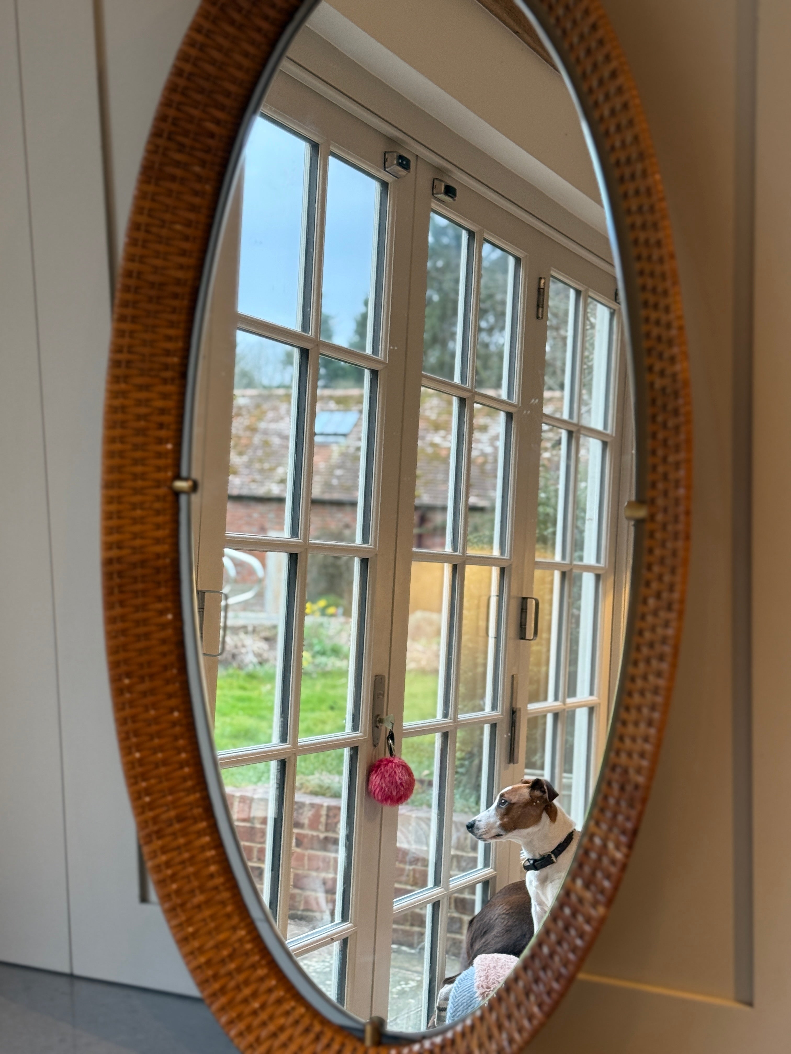 Large Italian Cane Mirror by Cantu Roma