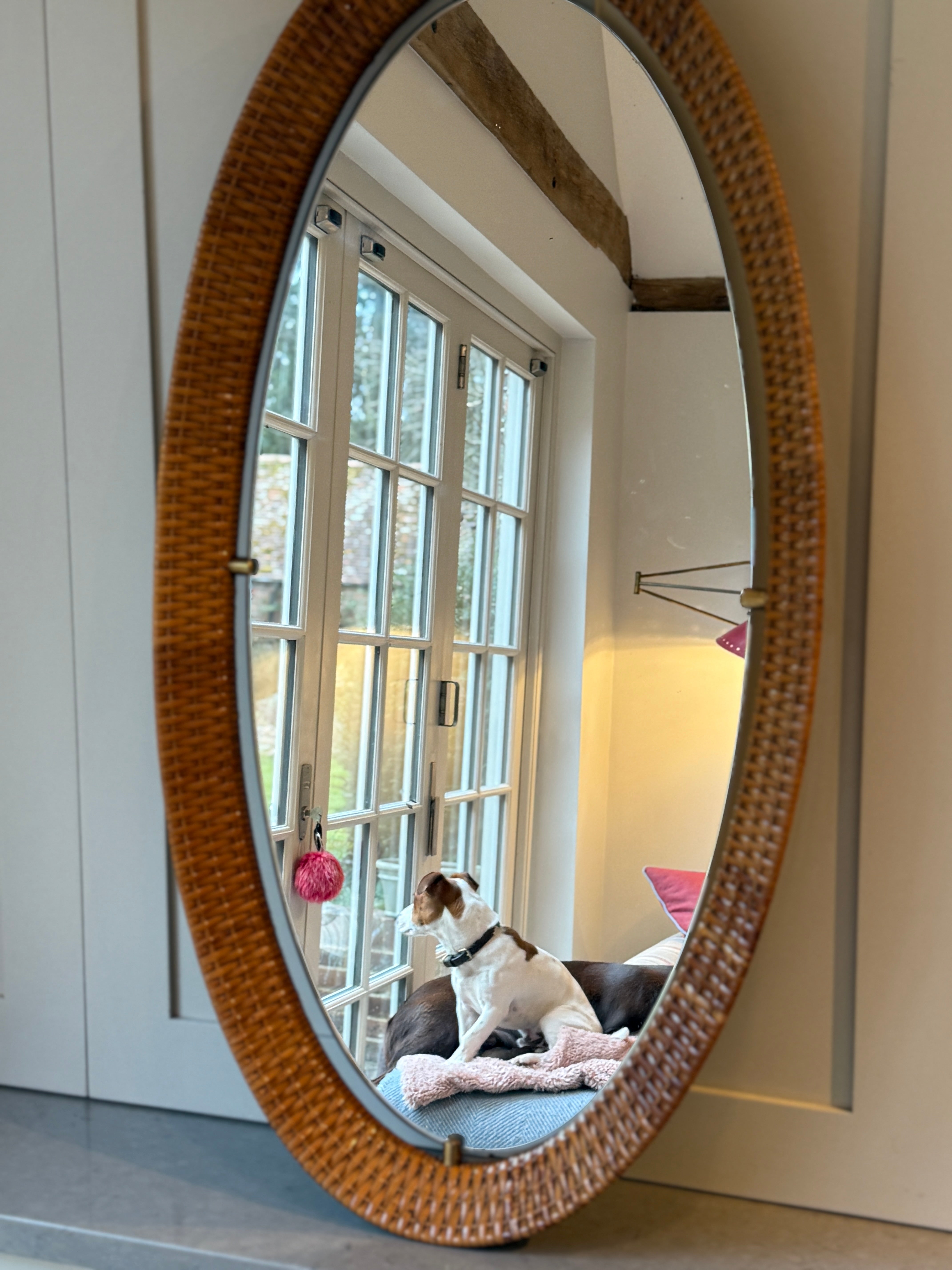 Large Italian Cane Mirror by Cantu Roma