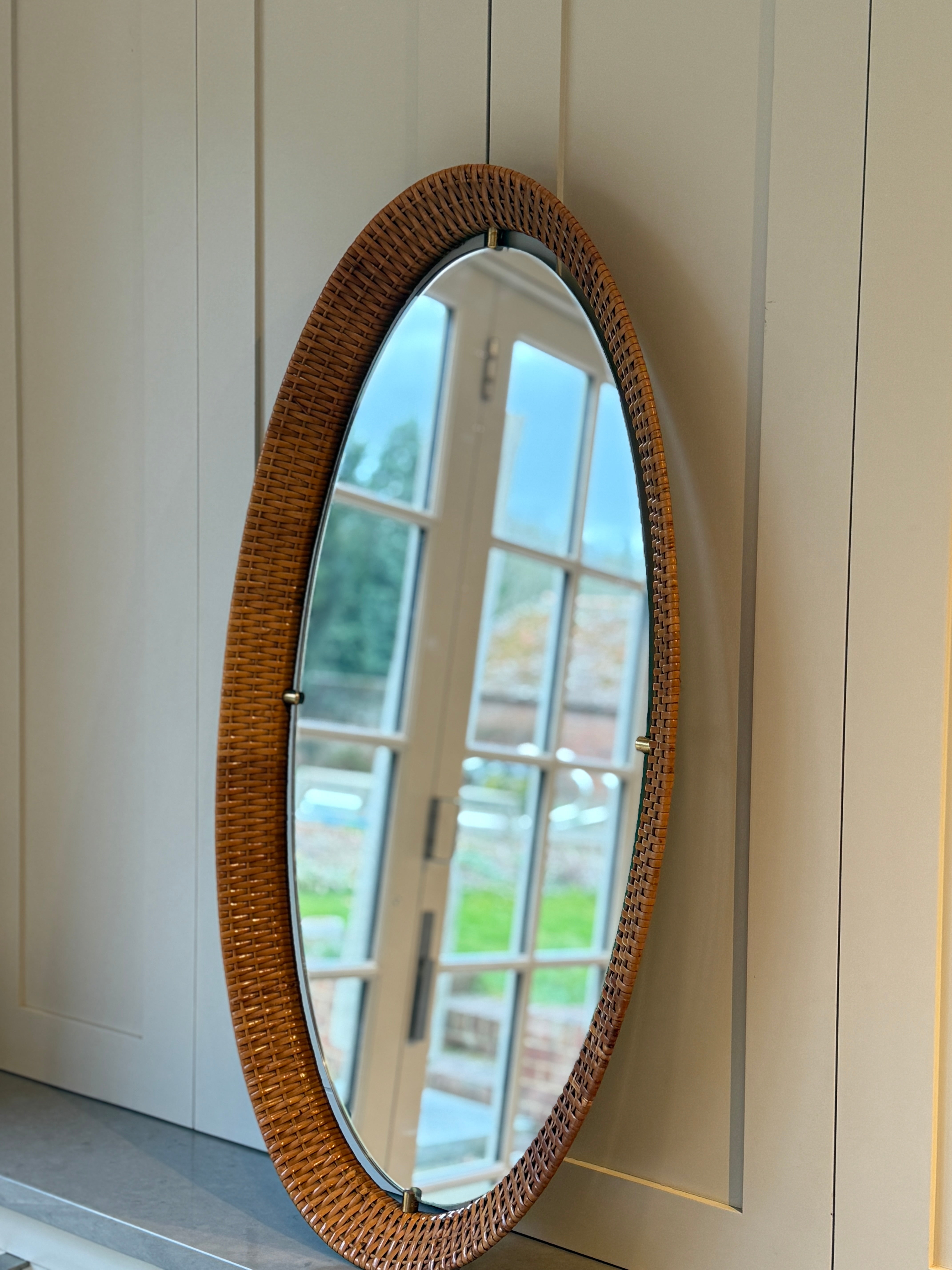 Large Italian Cane Mirror by Cantu Roma