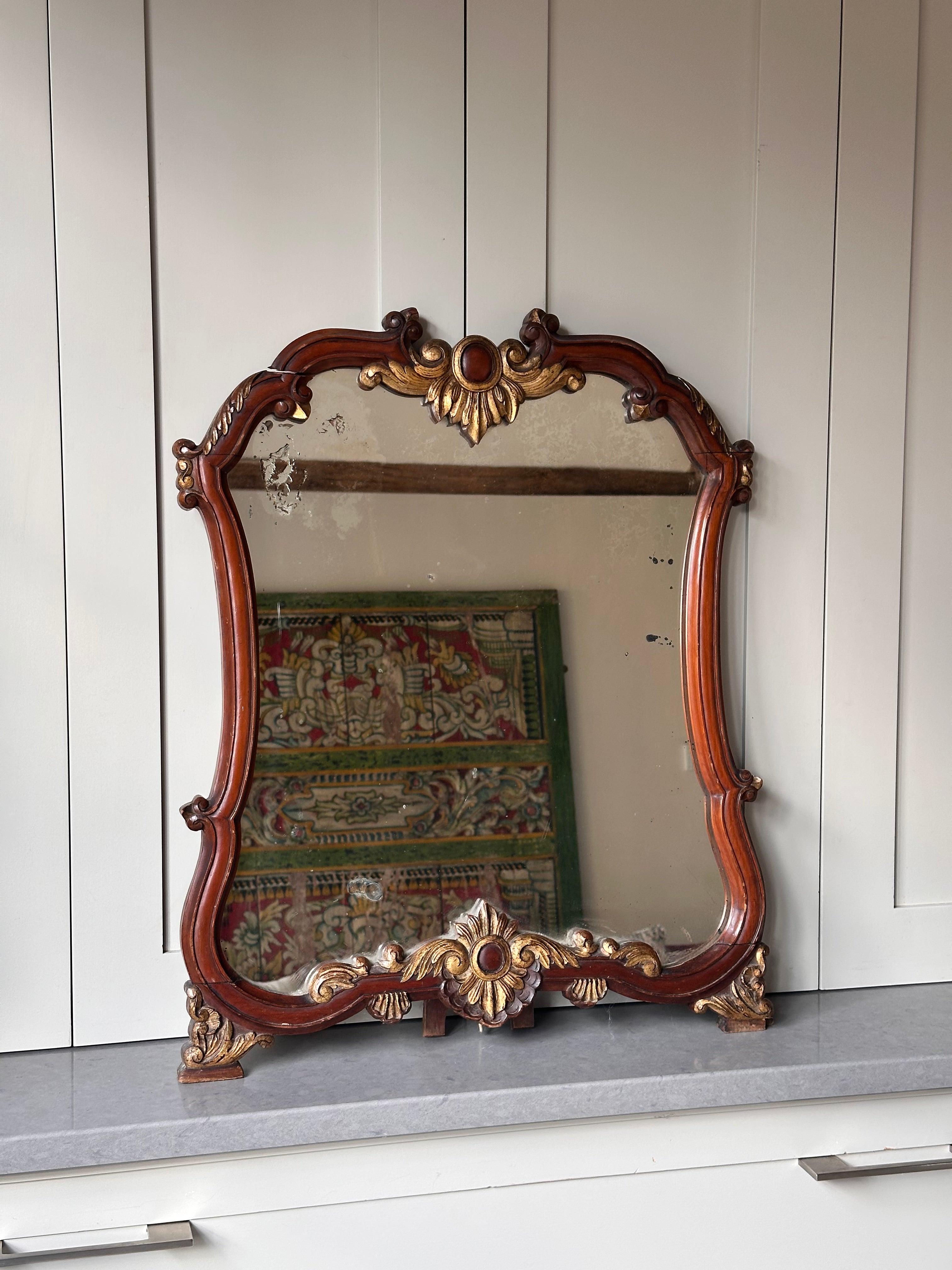 Antique Gilt Wooden Dressing Table Mirror