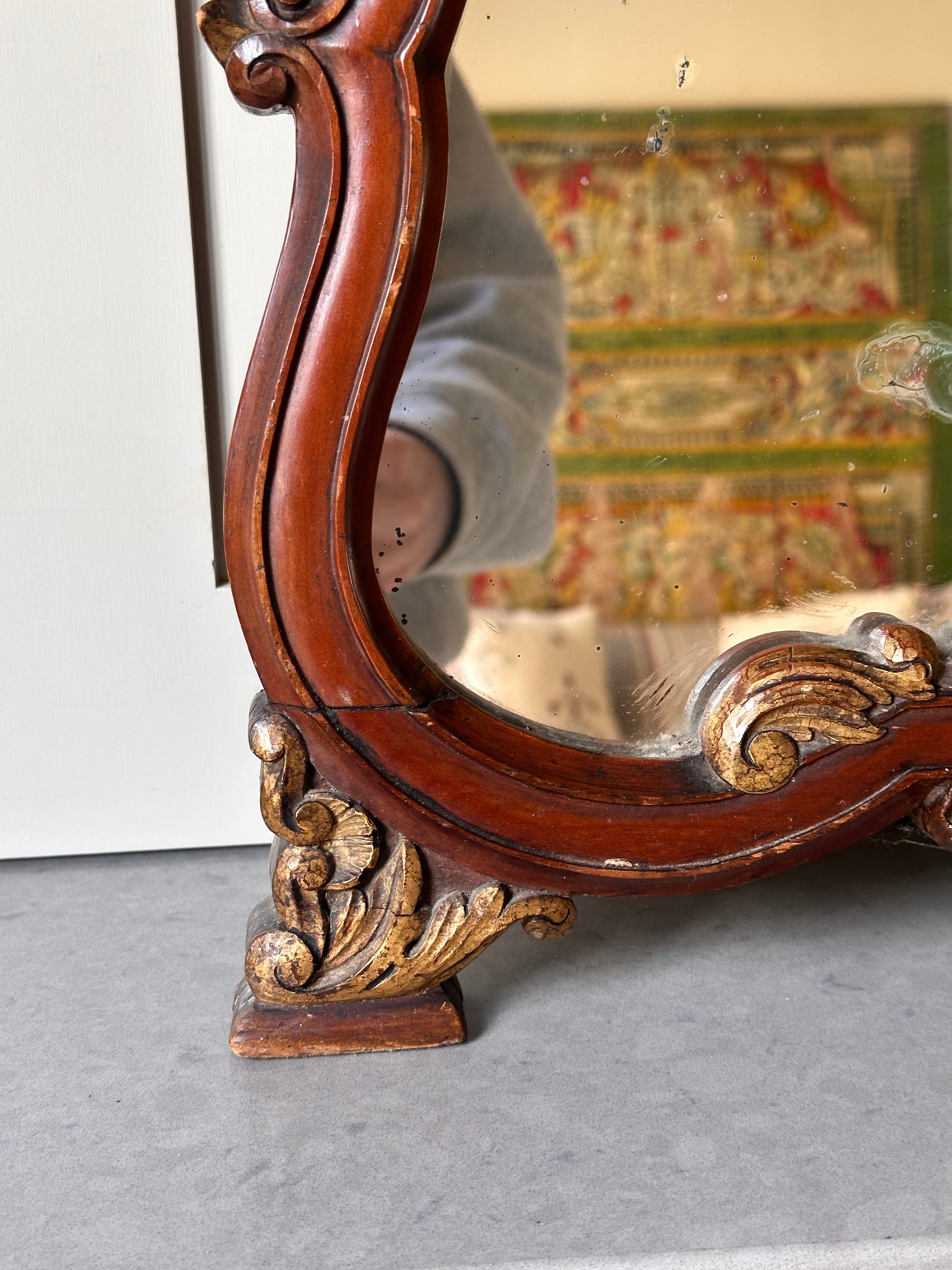 Antique Gilt Wooden Dressing Table Mirror