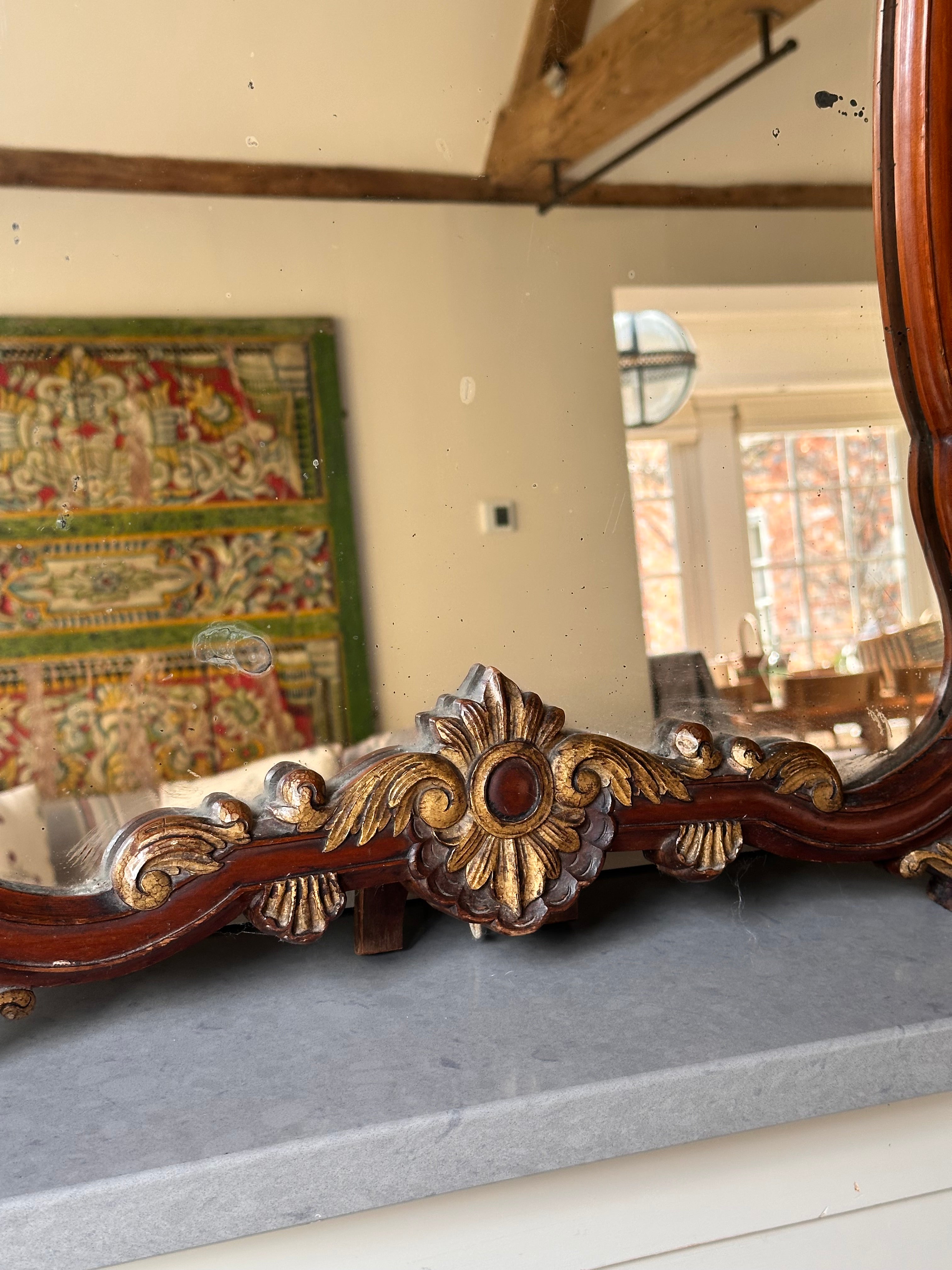 Antique Gilt Wooden Dressing Table Mirror