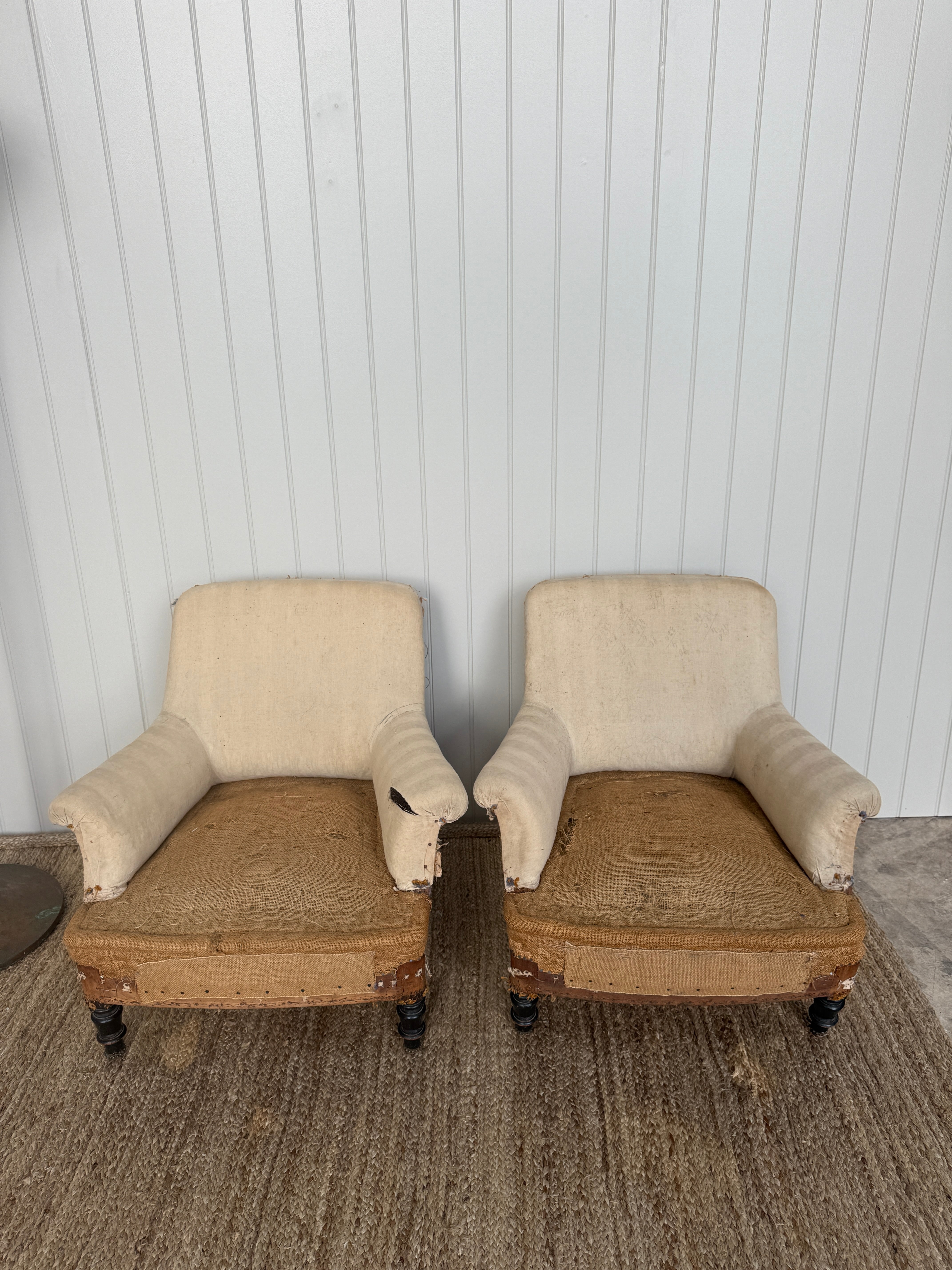 Pair of Small French Squareback Chairs
