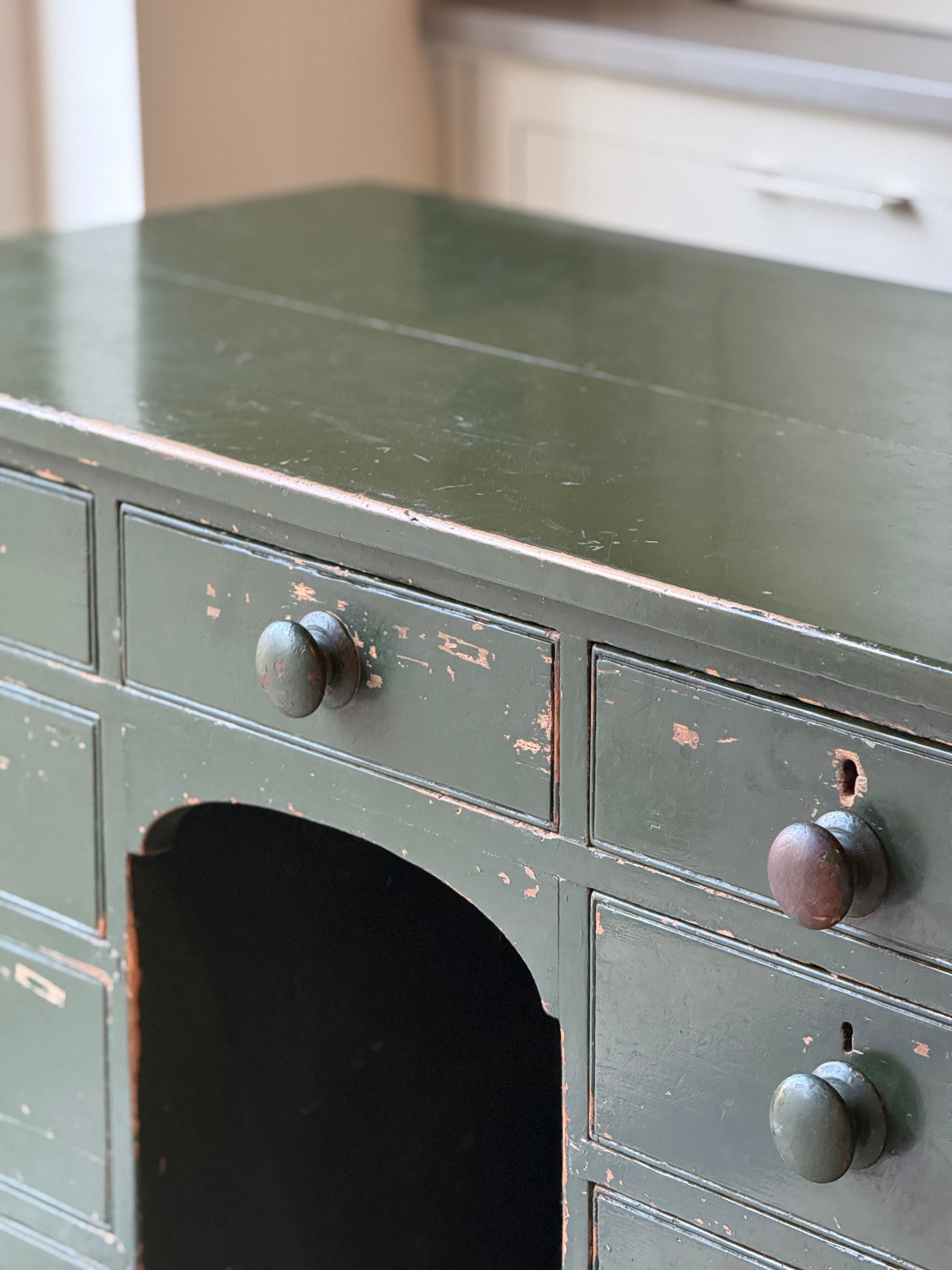 Large Painted Green Desk