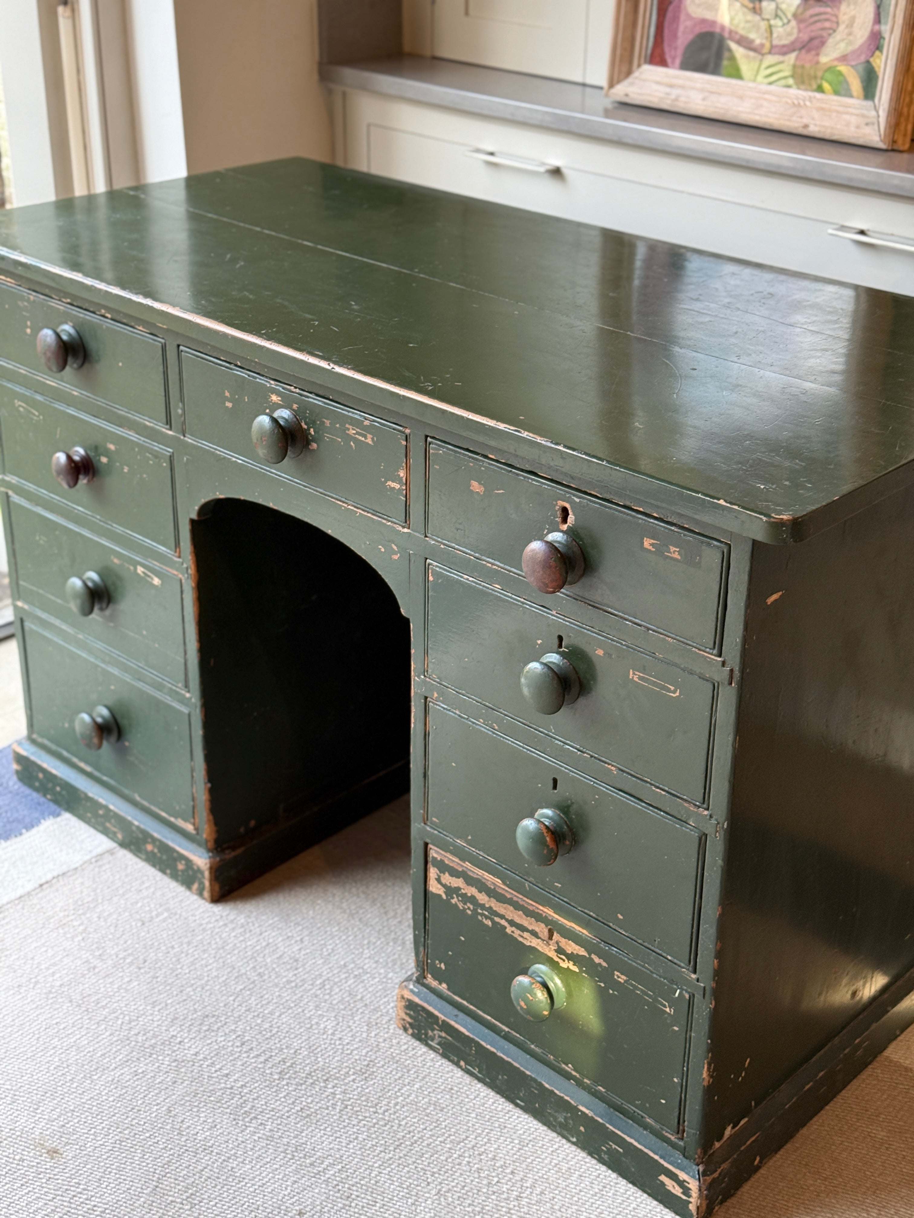 Large Painted Green Desk