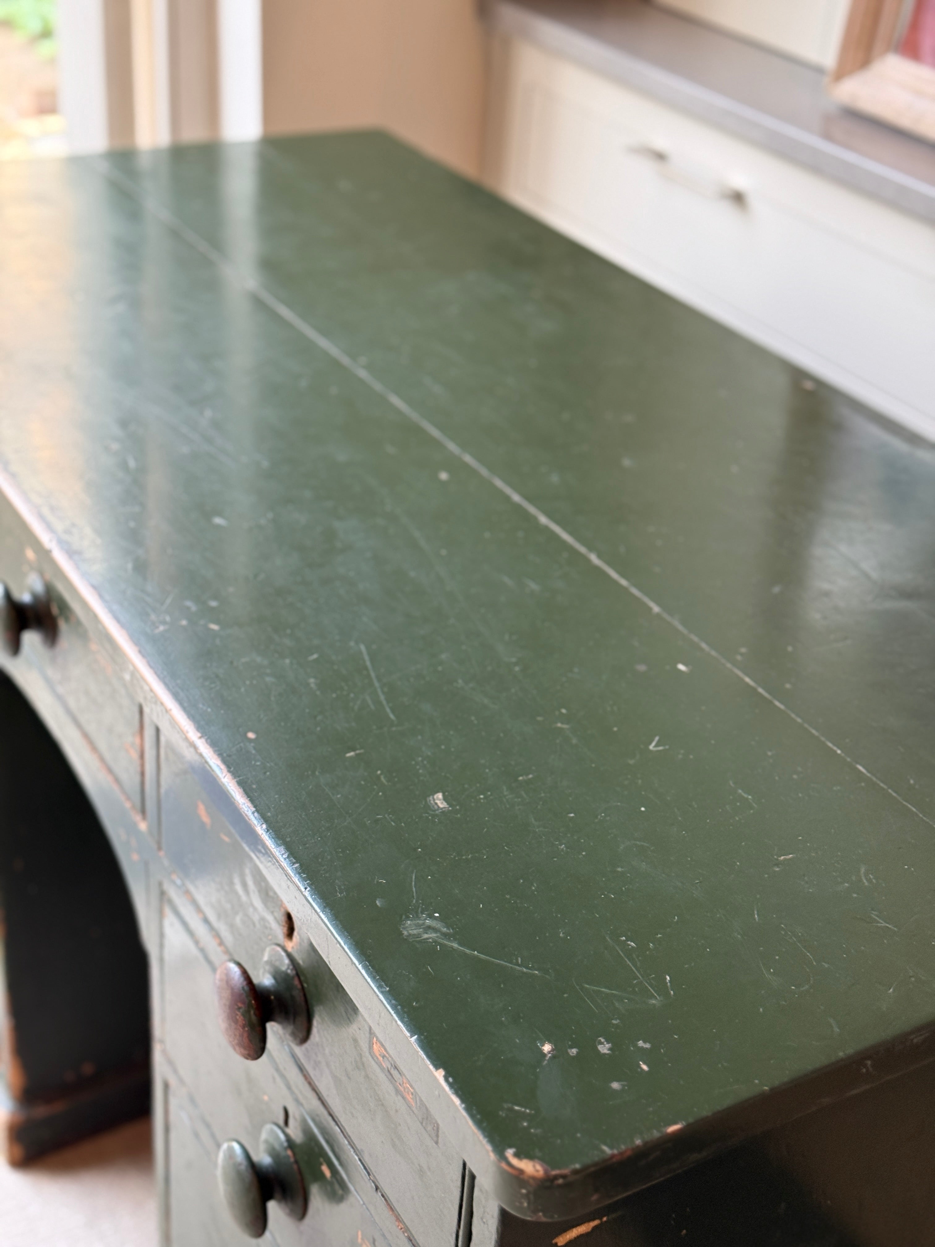 Large Painted Green Desk