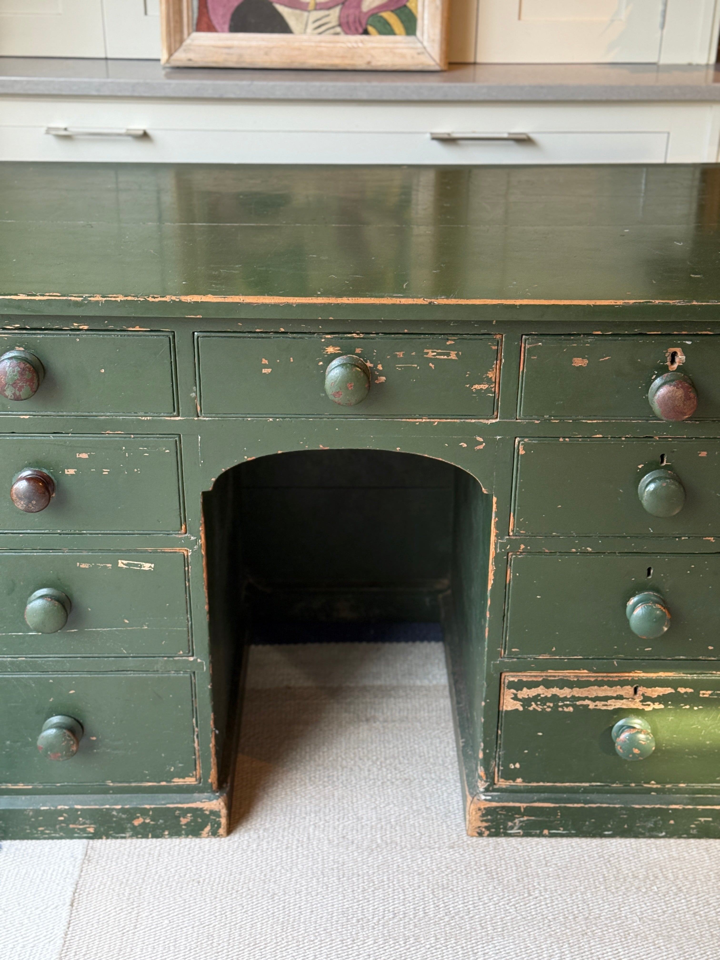 Large Painted Green Desk