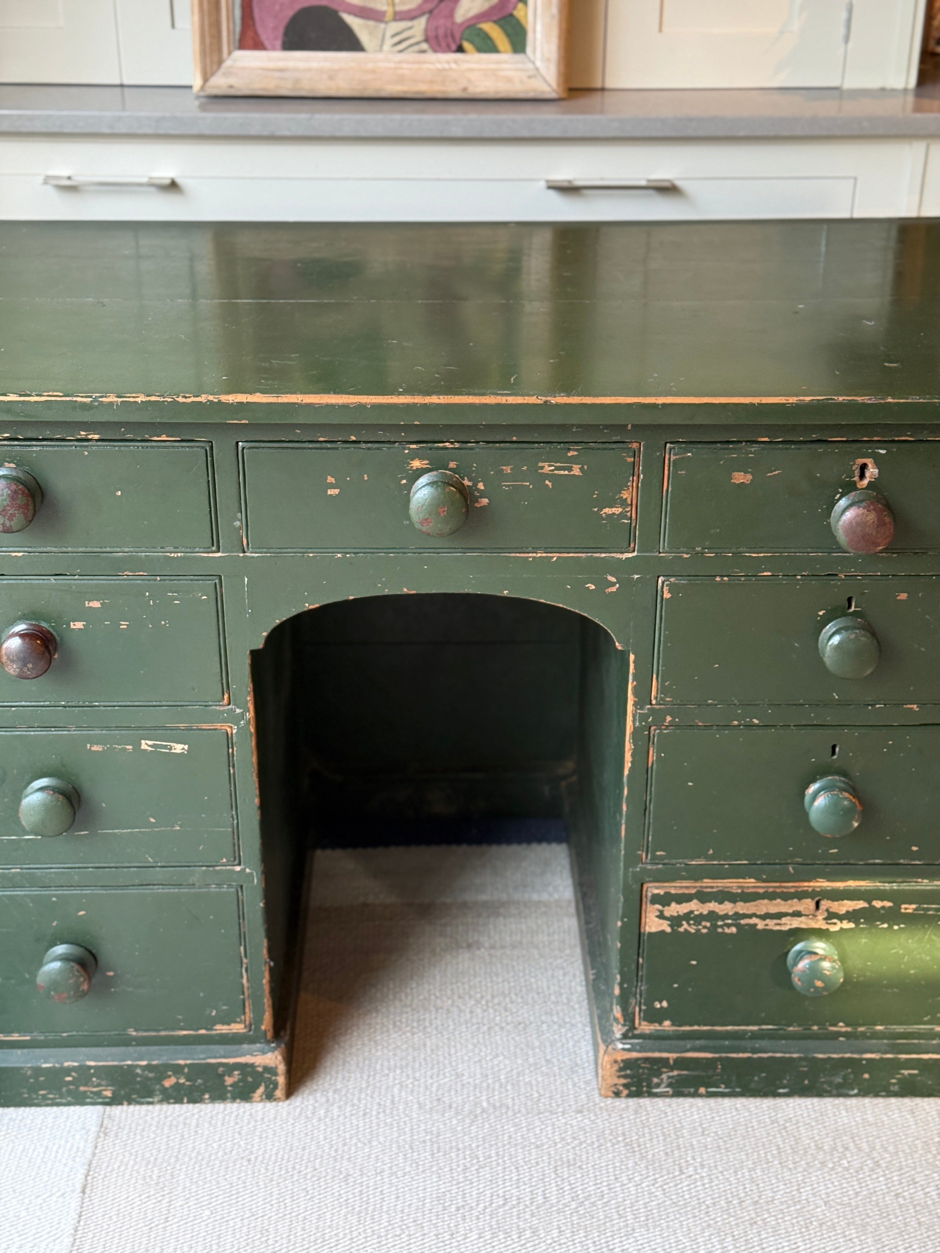Large Painted Green Desk