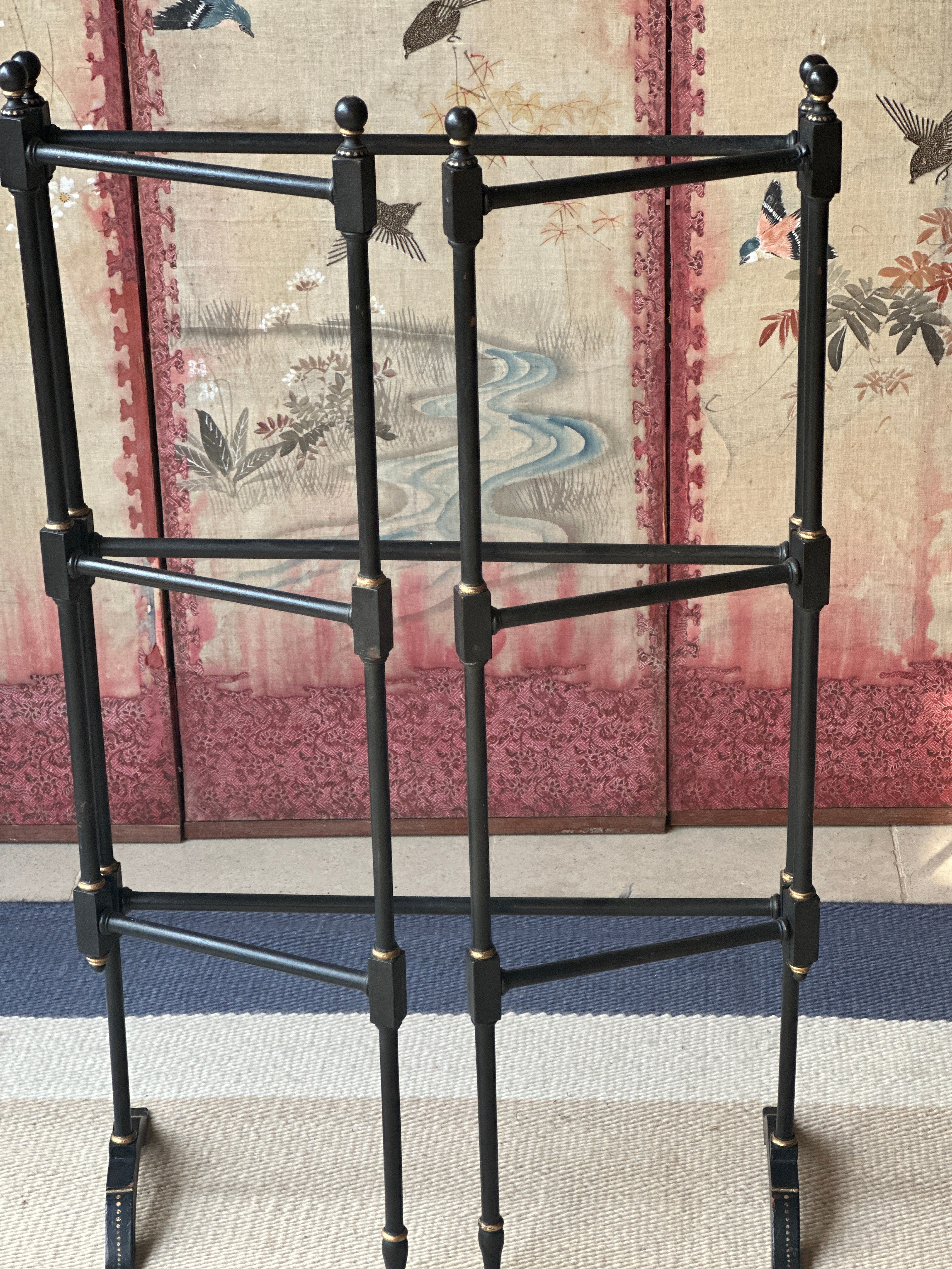 Regency Ebonised Towel Rail with Gilt Paintwork