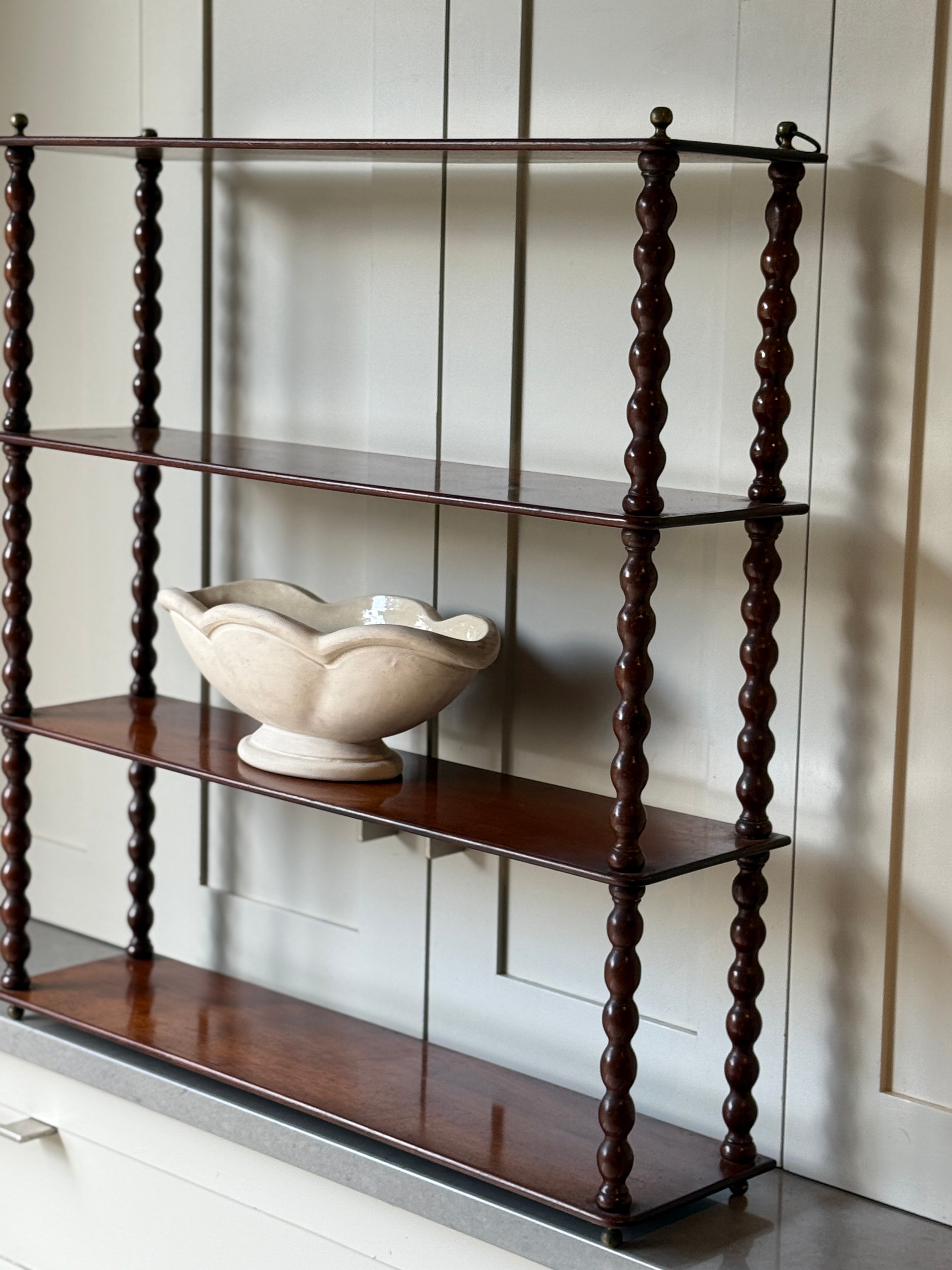French Mahogany Bobbin Set of Wall Shelves