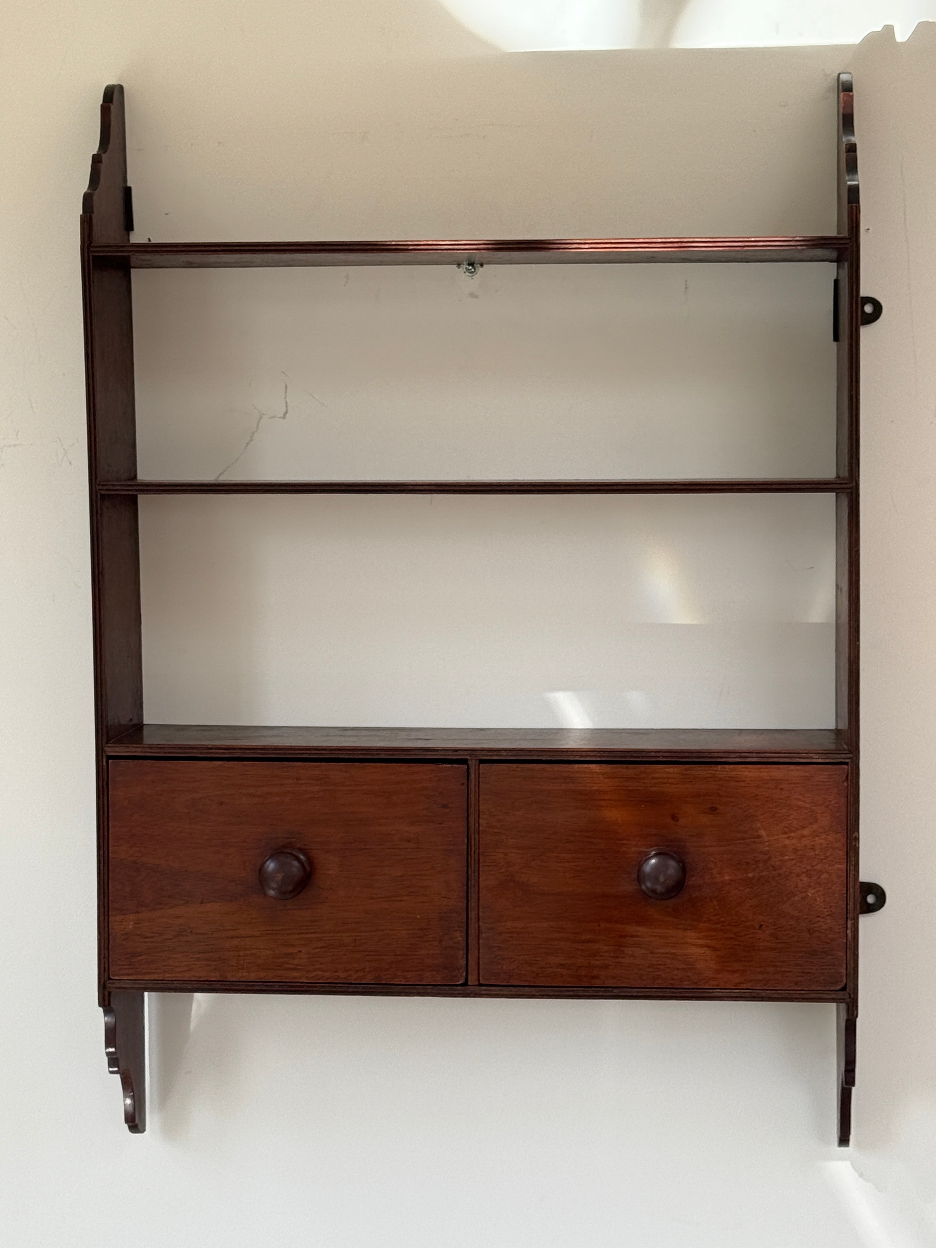 Mahogany Wall Shelves with drawers
