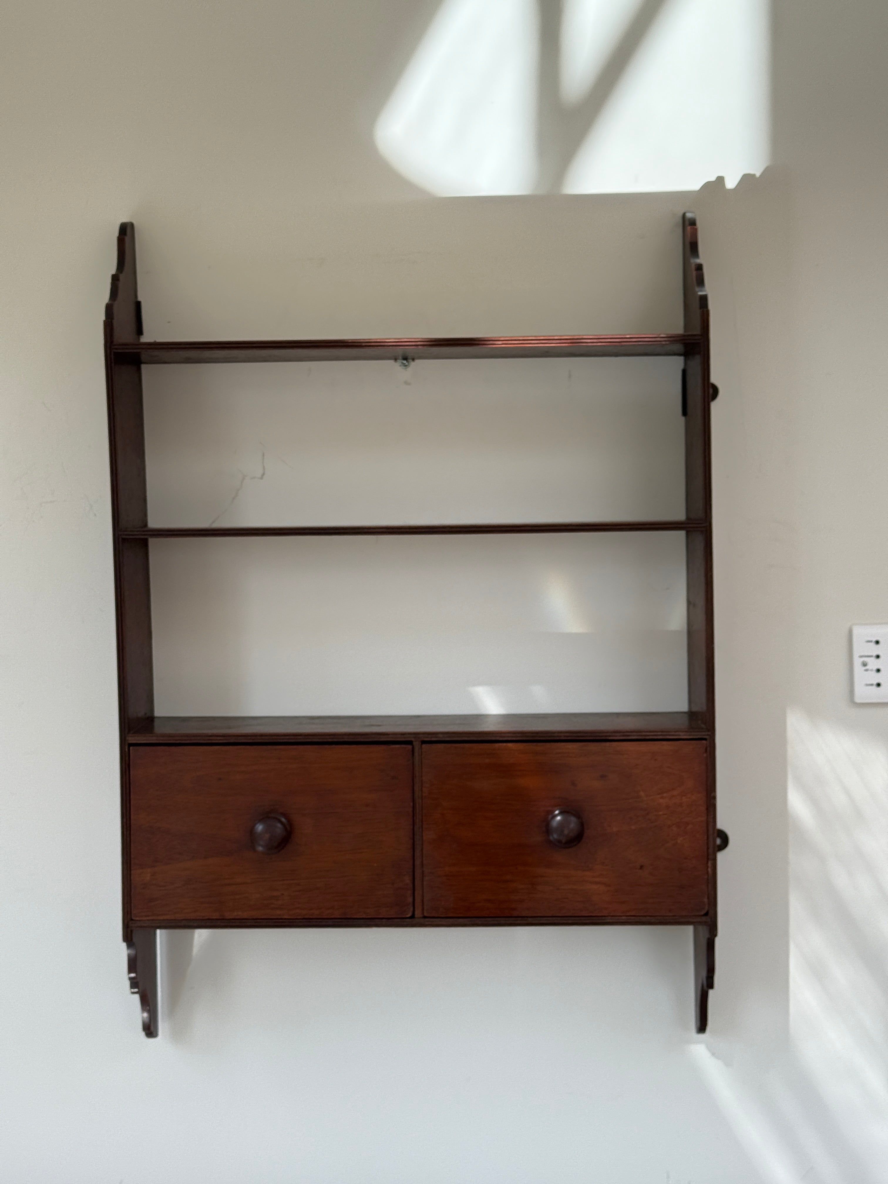Mahogany Wall Shelves with drawers
