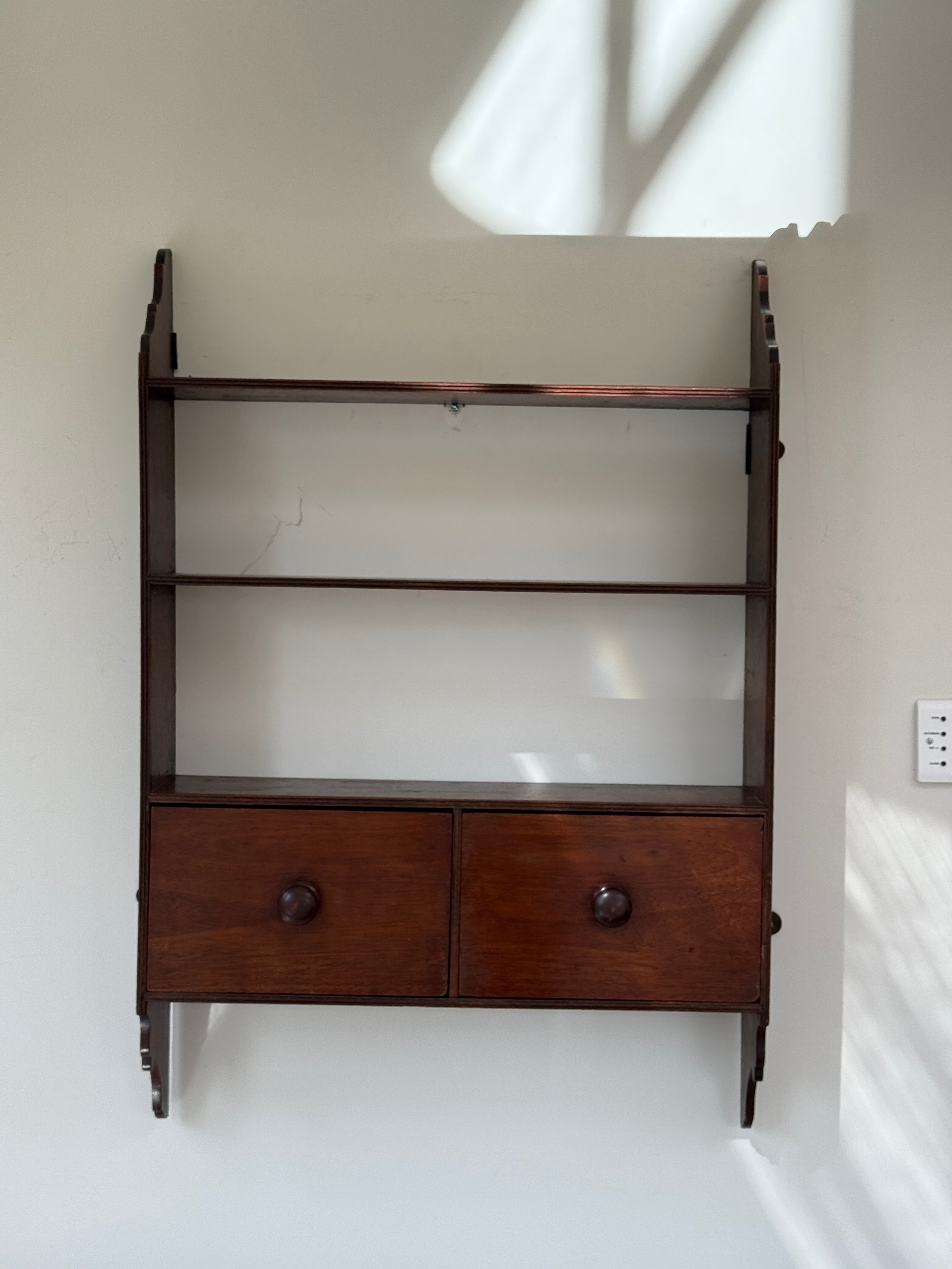 Mahogany Wall Shelves with drawers