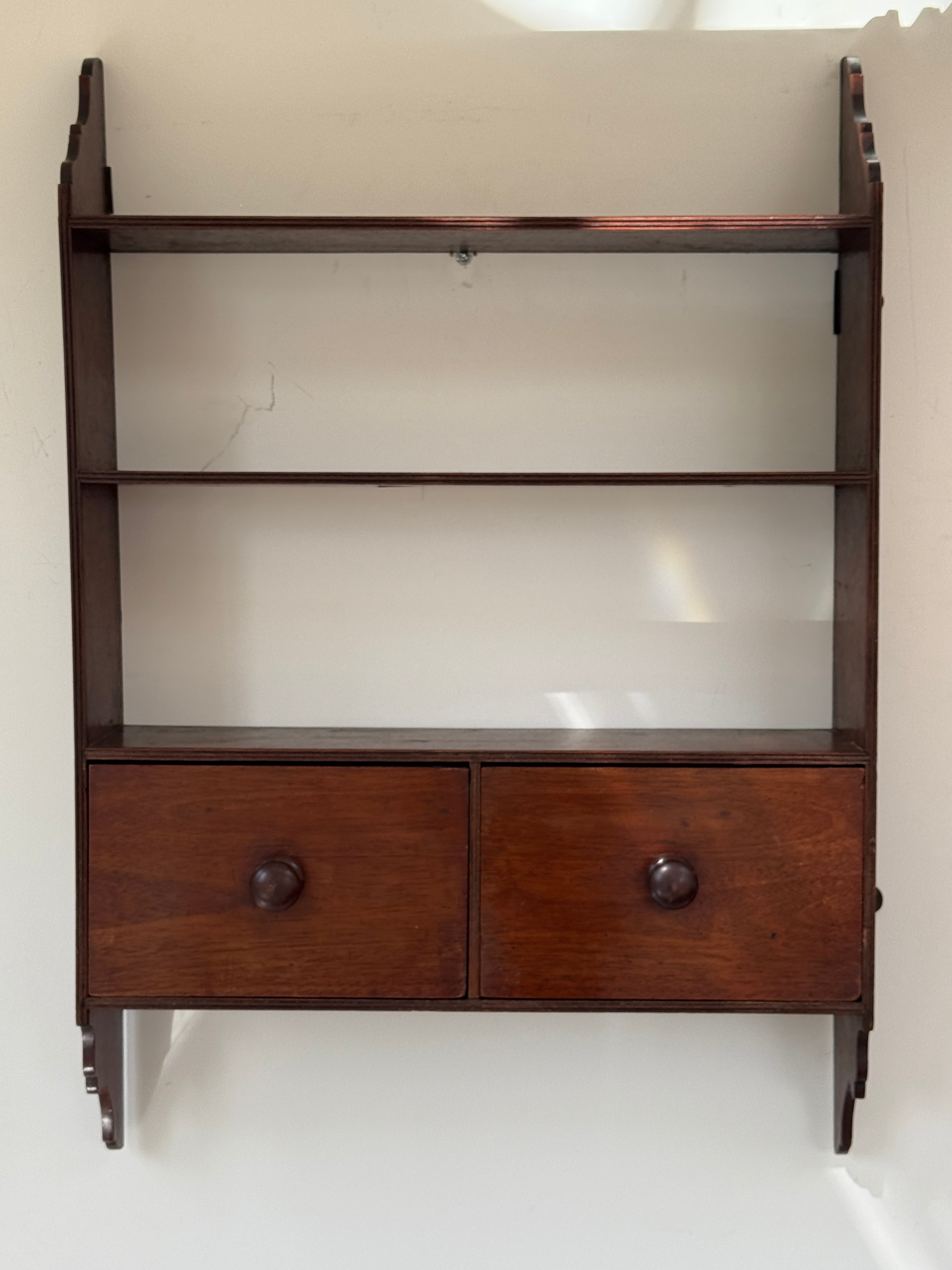 Mahogany Wall Shelves with drawers