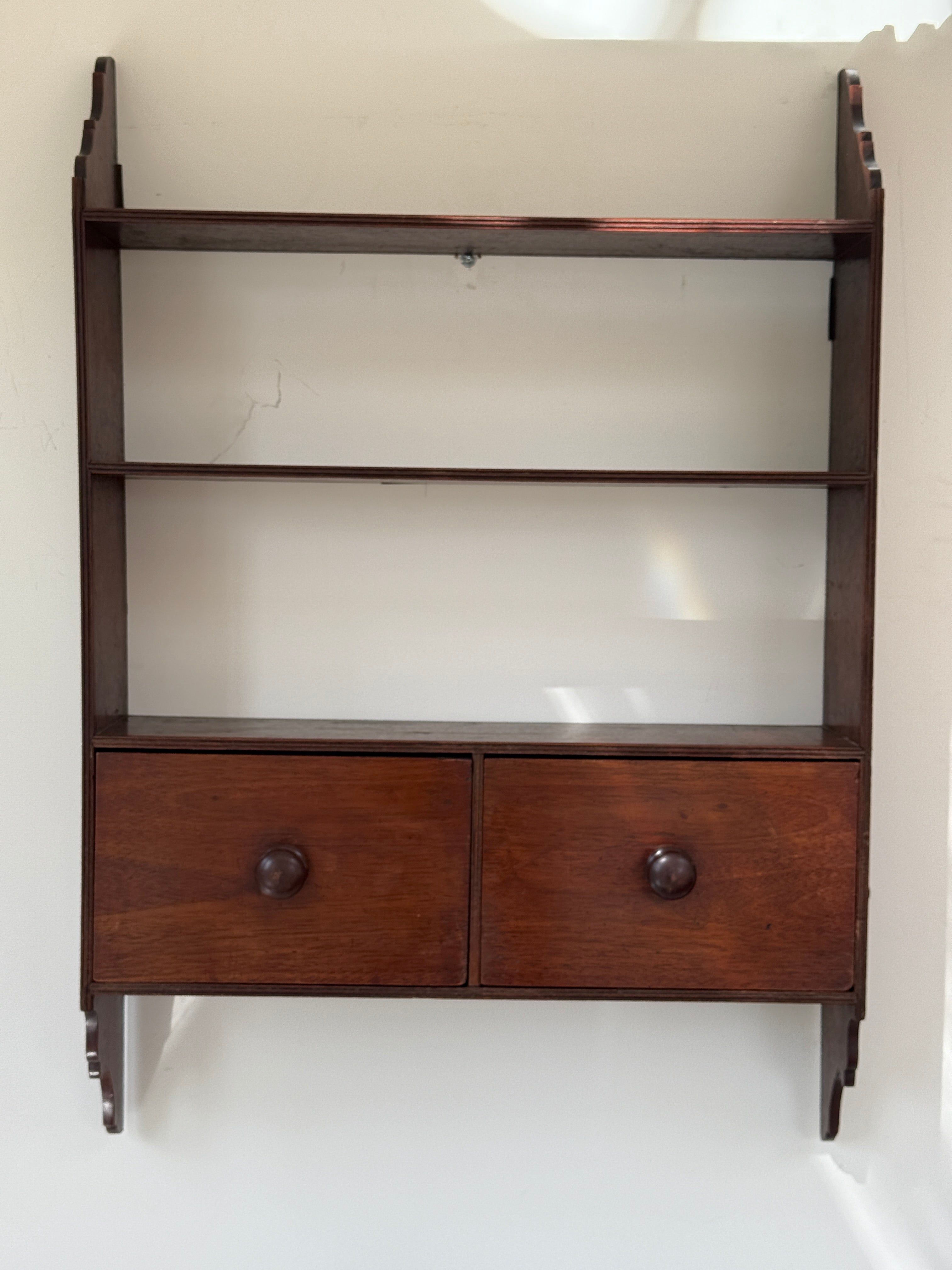 Mahogany Wall Shelves with drawers