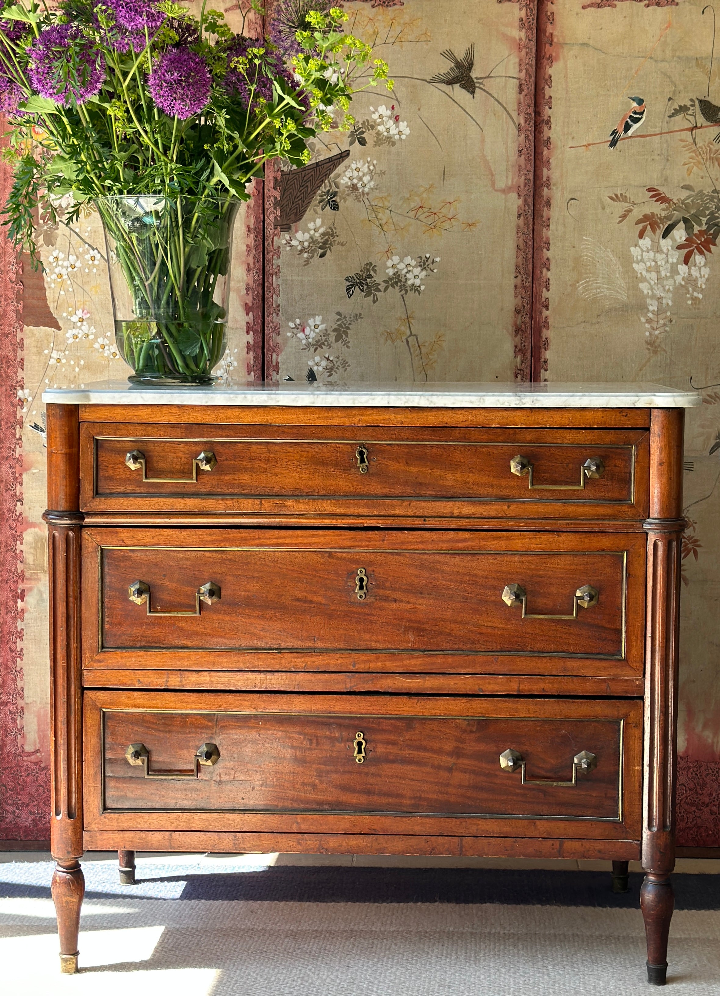 Exceptional 19th French Empire Commode with White Marble Top
