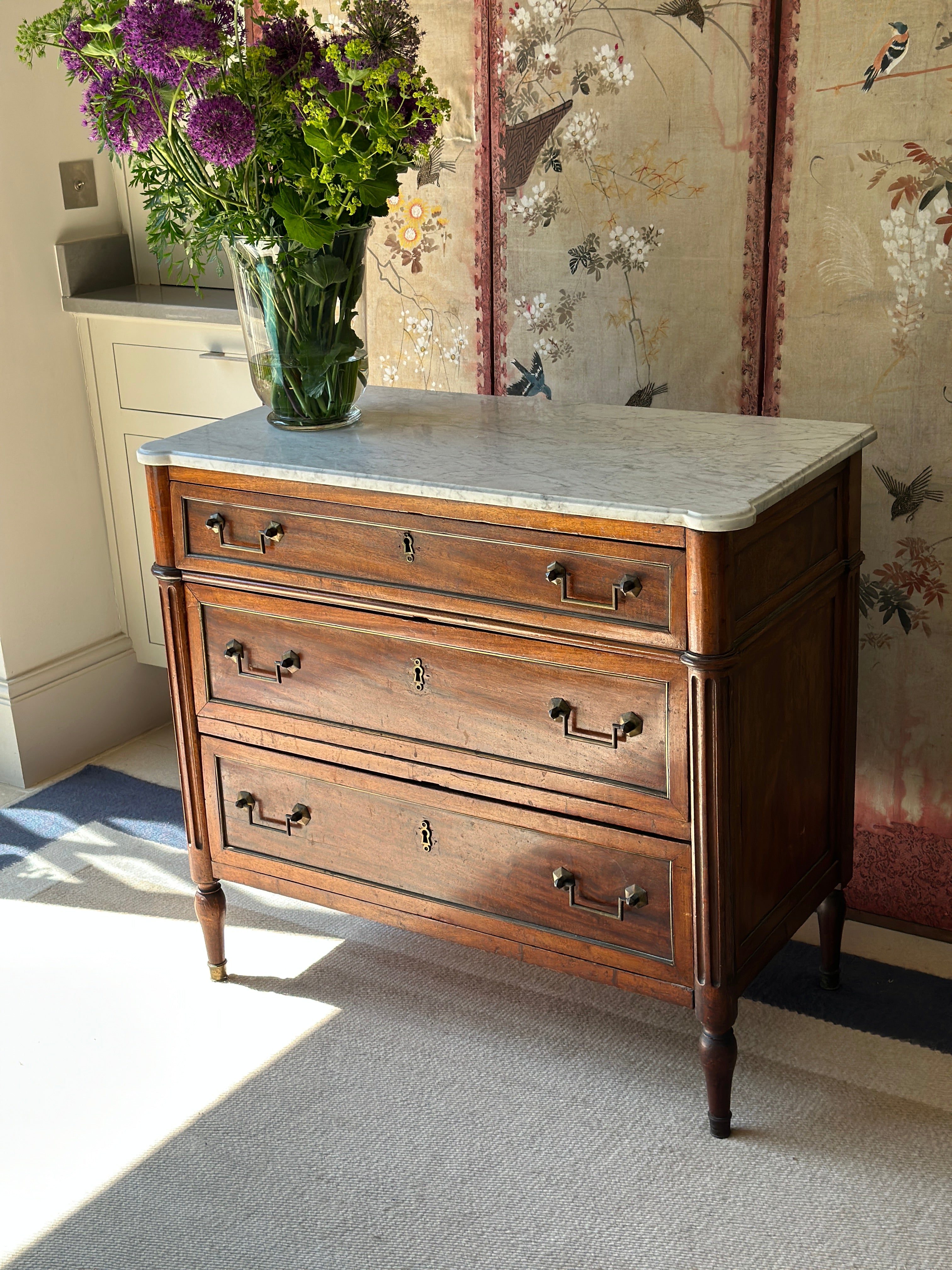 Exceptional 19th French Empire Commode with White Marble Top