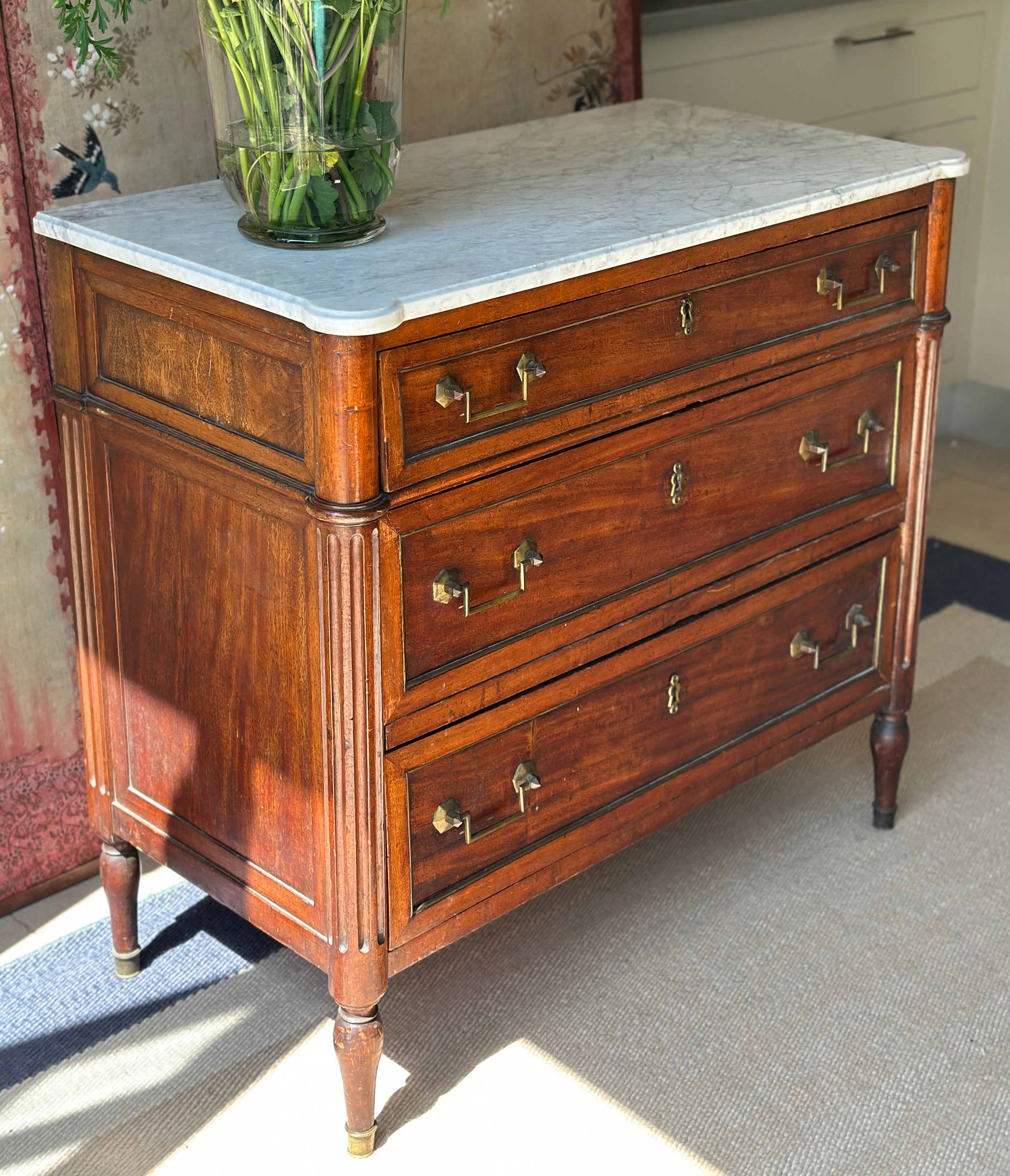 Exceptional 19th French Empire Commode with White Marble Top