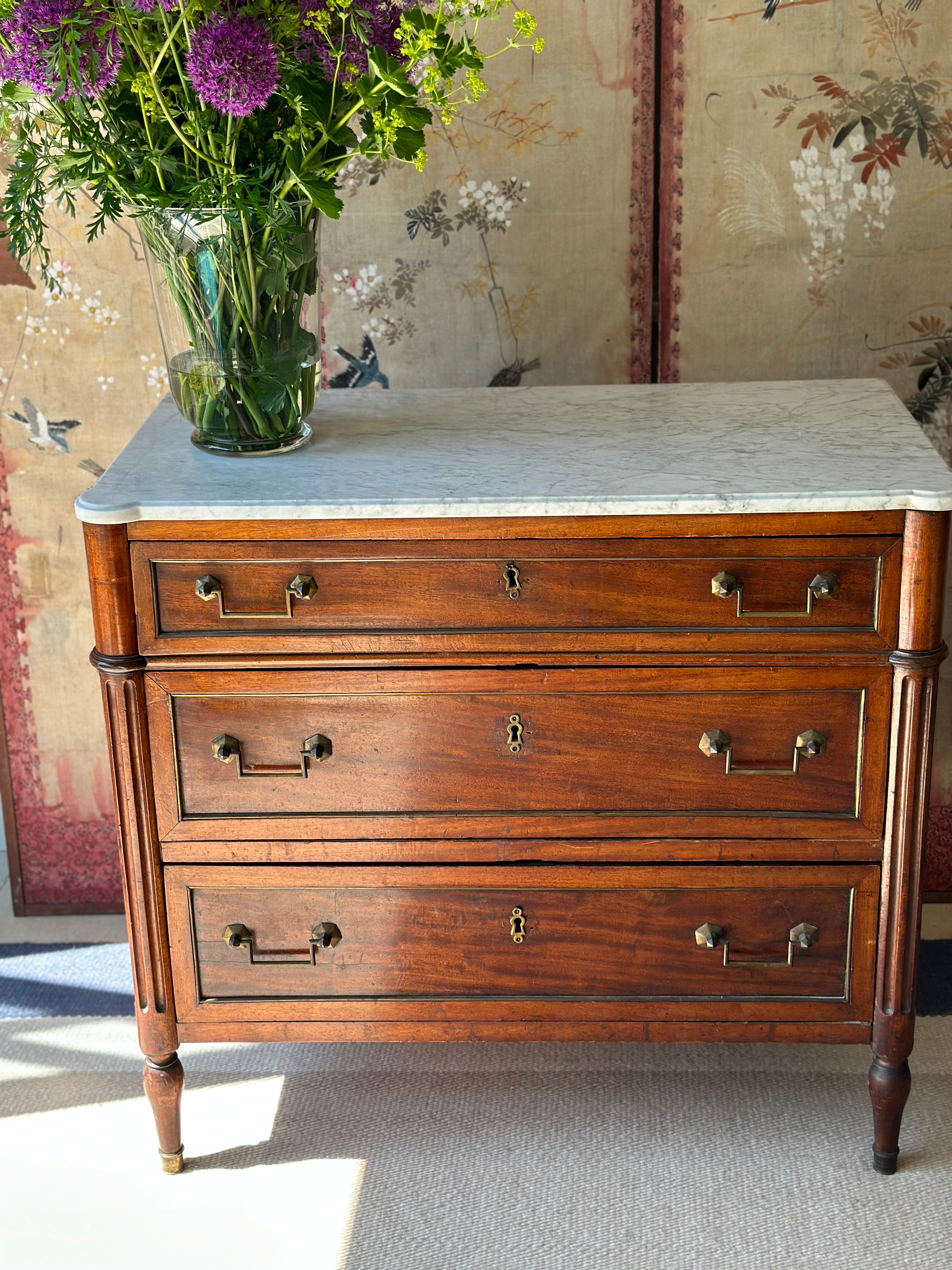 Exceptional 19th French Empire Commode with White Marble Top