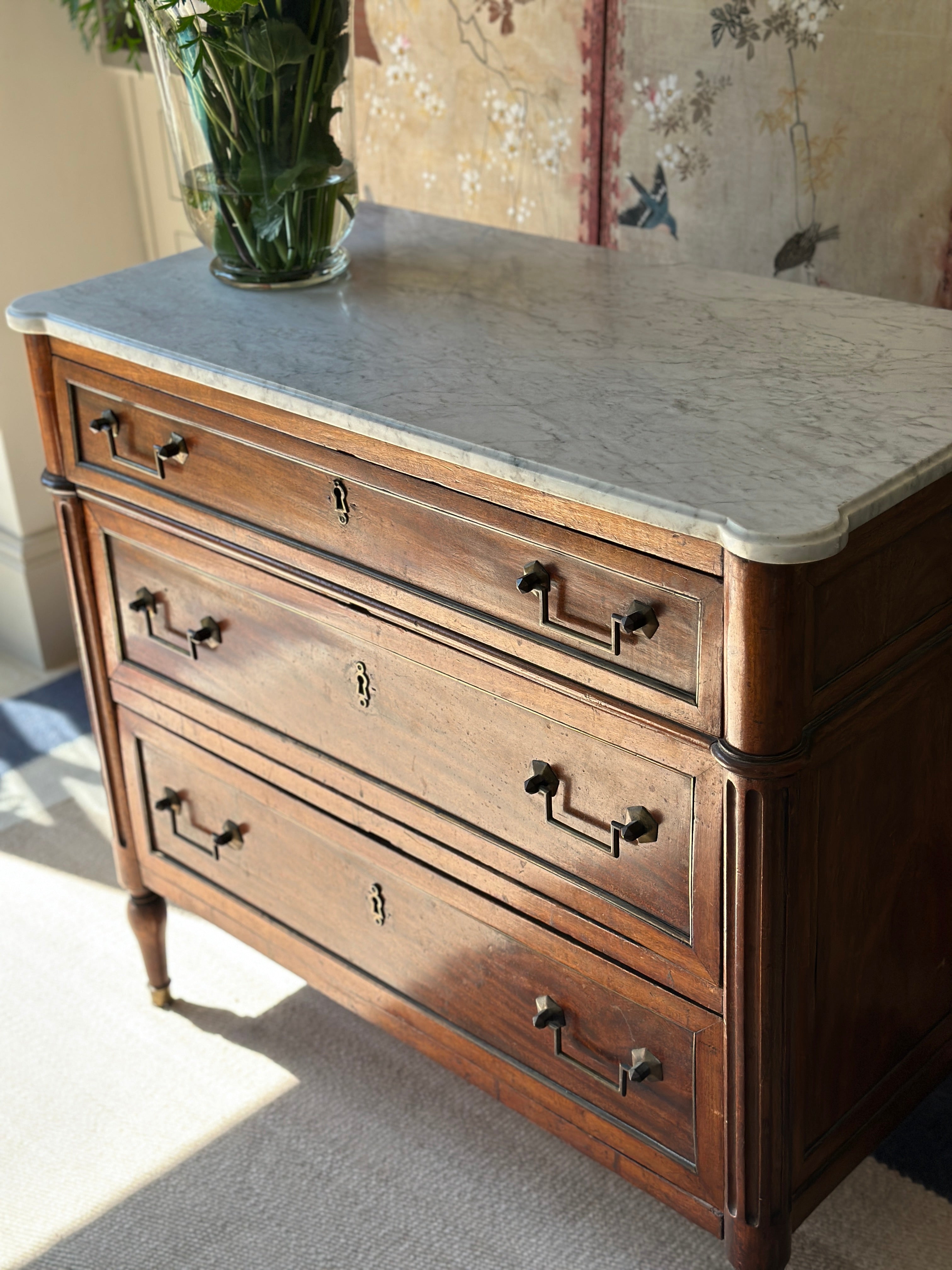 Exceptional 19th French Empire Commode with White Marble Top
