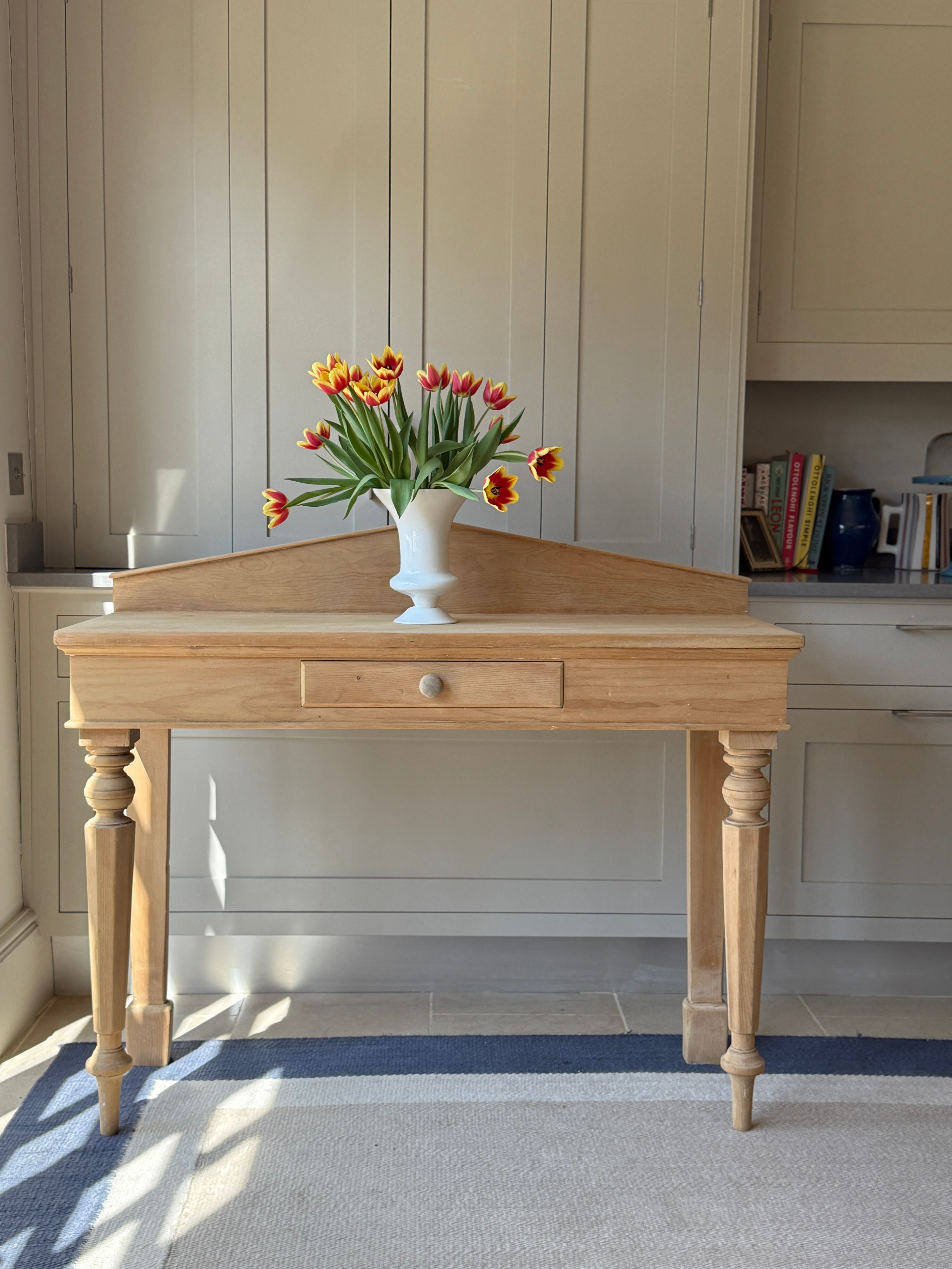 Large Pine Console with Pediment